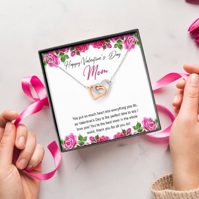 Mom Necklace – To My Mom Thank You For All You Do – Interlocking Heart Necklace – The Jewelry For Mom