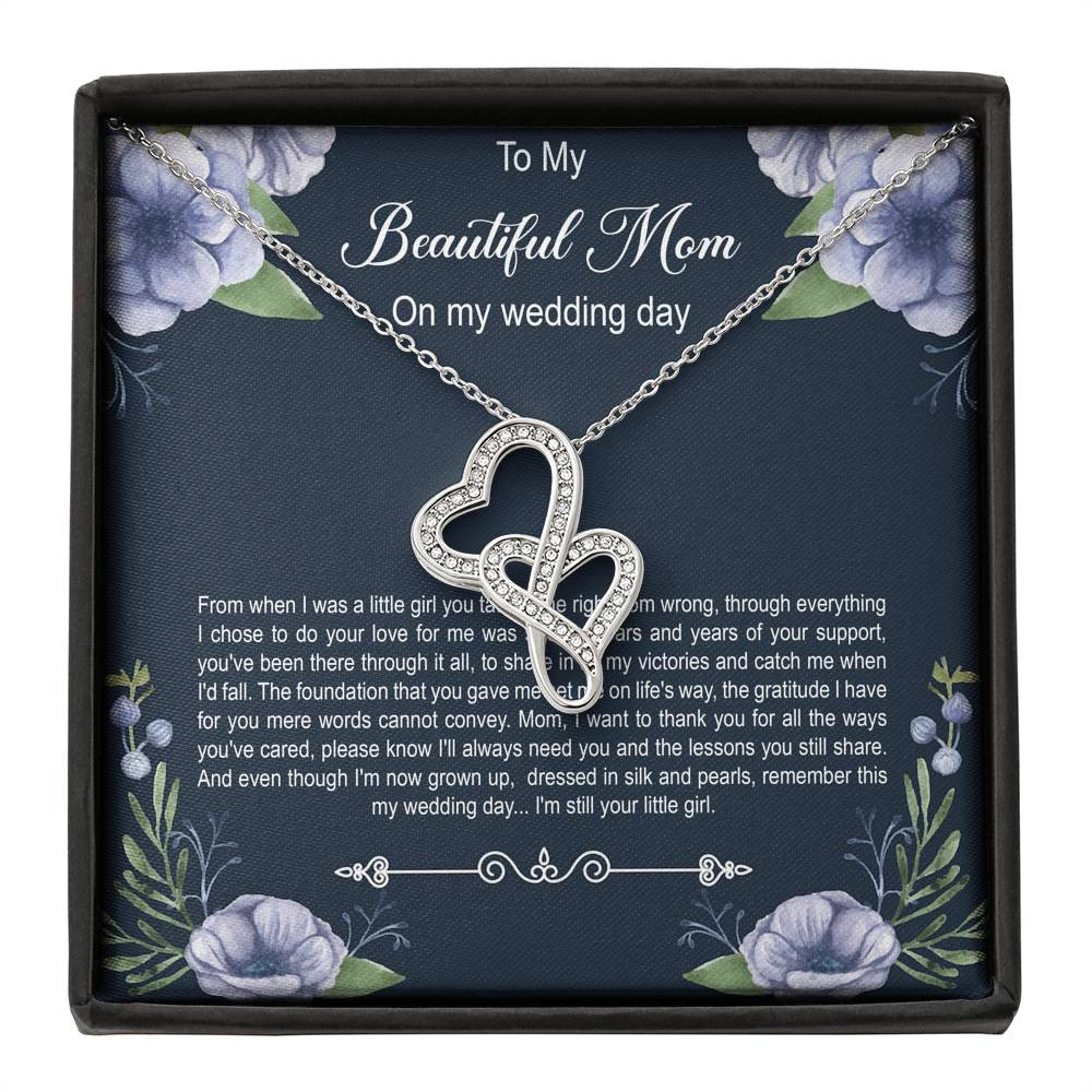 Mom of the Bride Gifts, You Thought Me Right From Wrong, Double Heart Necklace For Women, Wedding Day Thank You Ideas From Bride
