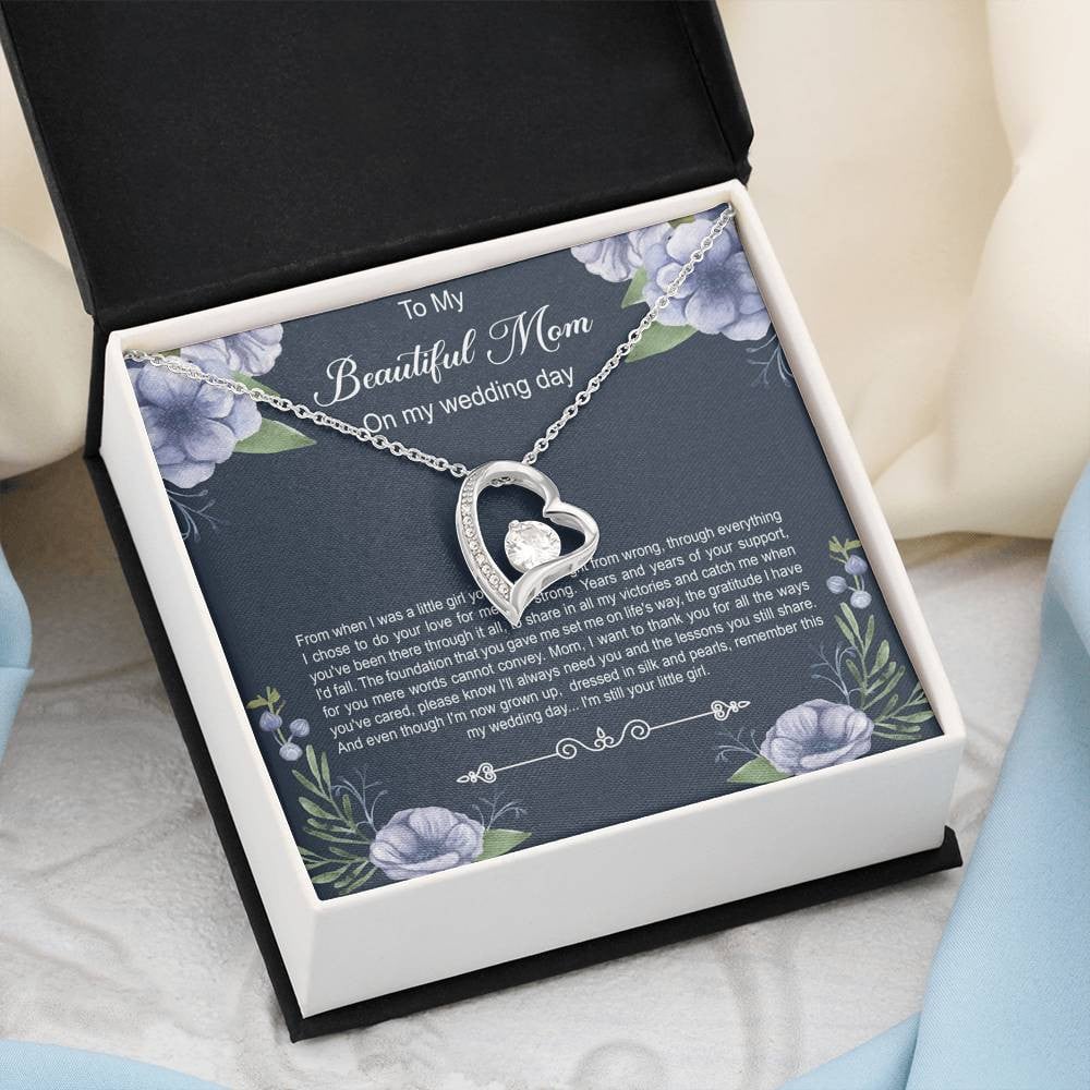 Mom of the Bride Gifts, You Thought Me Right From Wrong, Forever Love Heart Necklace For Women, Wedding Day Thank You Ideas From Bride