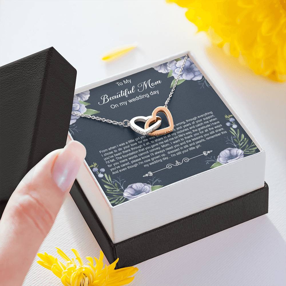 Mom of the Bride Gifts, You Thought Me Right From Wrong, Interlocking Heart Necklace For Women, Wedding Day Thank You Ideas From Bride