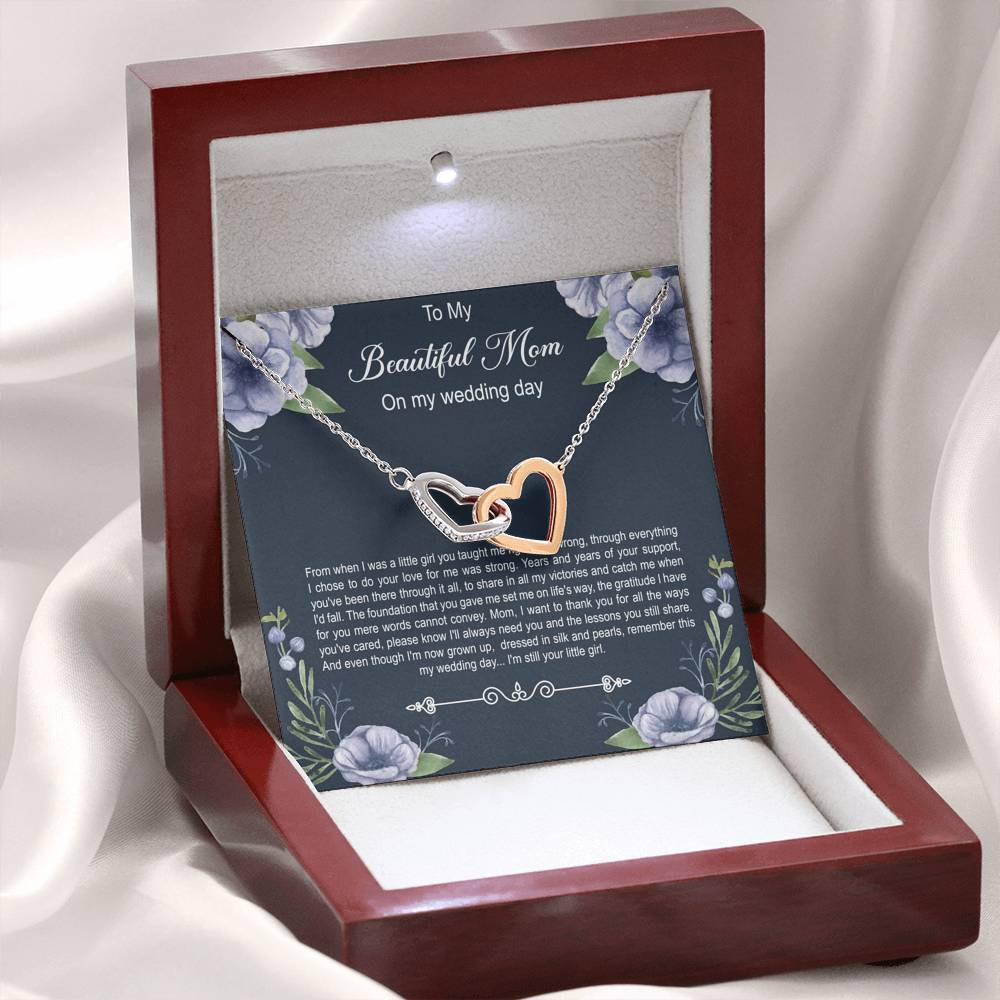 Mom of the Bride Gifts, You Thought Me Right From Wrong, Interlocking Heart Necklace For Women, Wedding Day Thank You Ideas From Bride