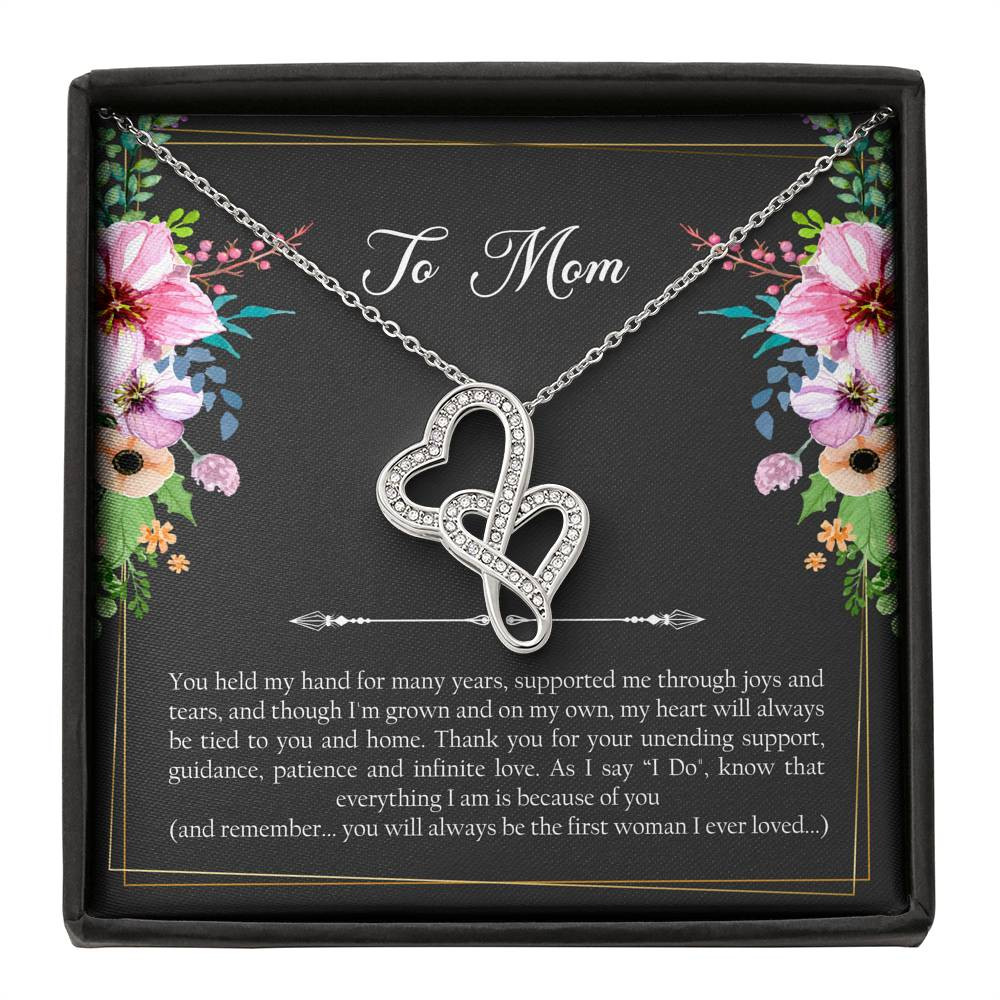 Mom of the Groom Gifts, First Woman I Ever Loved, Double Heart Necklace For Women, Wedding Day Thank You Ideas From Groom