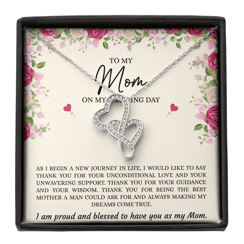 Mom of the Groom Gifts, I Am Proud And Blessed To Have You, Double Heart Necklace For Women, Wedding Day Thank You Ideas From Groom