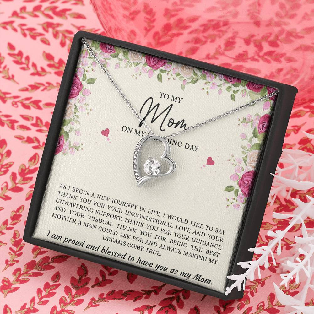 Mom of the Groom Gifts, I Am Proud And Blessed To Have You, Forever Love Heart Necklace For Women, Wedding Day Thank You Ideas From Groom