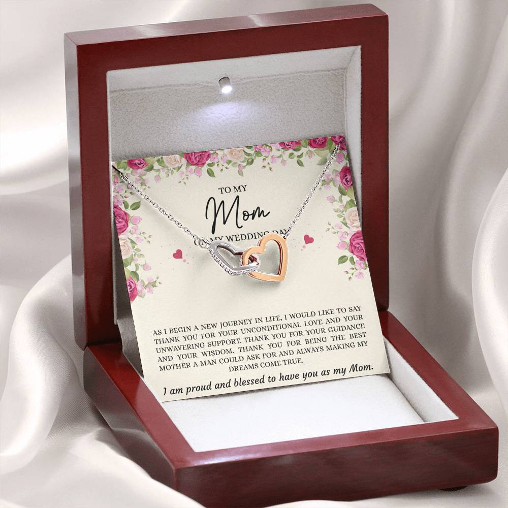 Mom of the Groom Gifts, I Am Proud And Blessed To Have You, Interlocking Heart Necklace For Women, Wedding Day Thank You Ideas From Groom