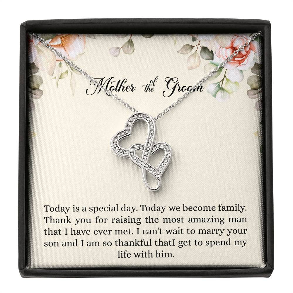 Mom of the Groom Gifts, I Can’t Wait To Marry Your Son, Double Heart Necklace For Women, Wedding Day Thank You Ideas From Bride