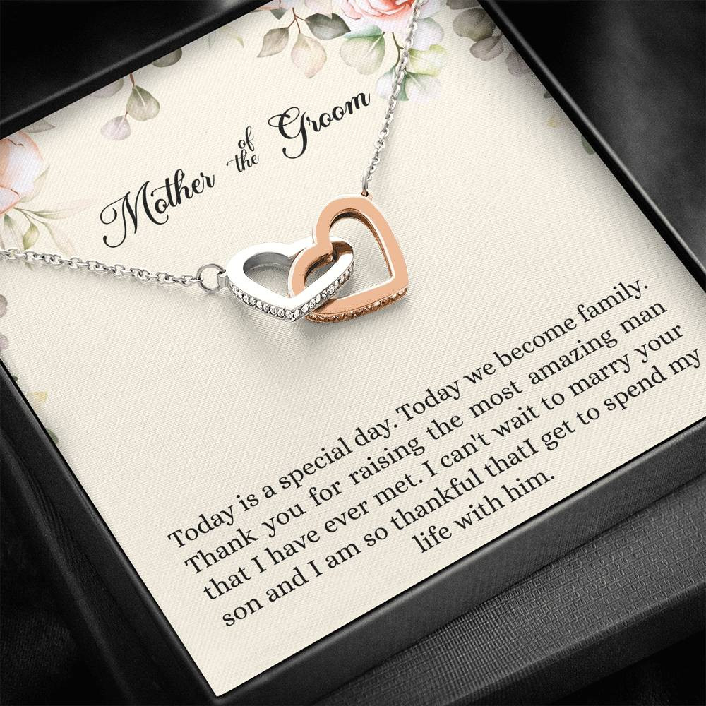 Mom of the Groom Gifts, I Can’t Wait To Marry Your Son, Interlocking Heart Necklace For Women, Wedding Day Thank You Ideas From Bride