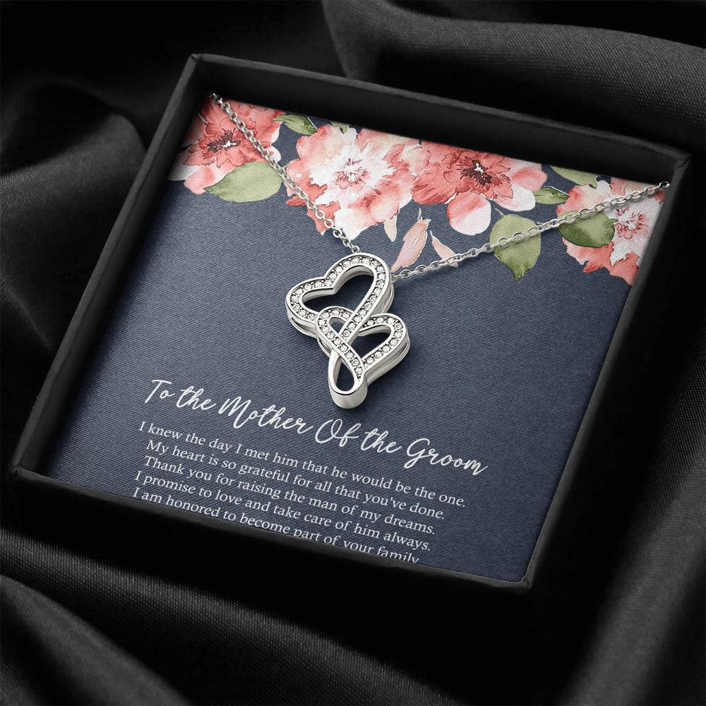 Mom Of The Groom Gifts, My Heart Is Grateful, Double Heart Necklace For Women, Wedding Day Thank You Ideas From Bride