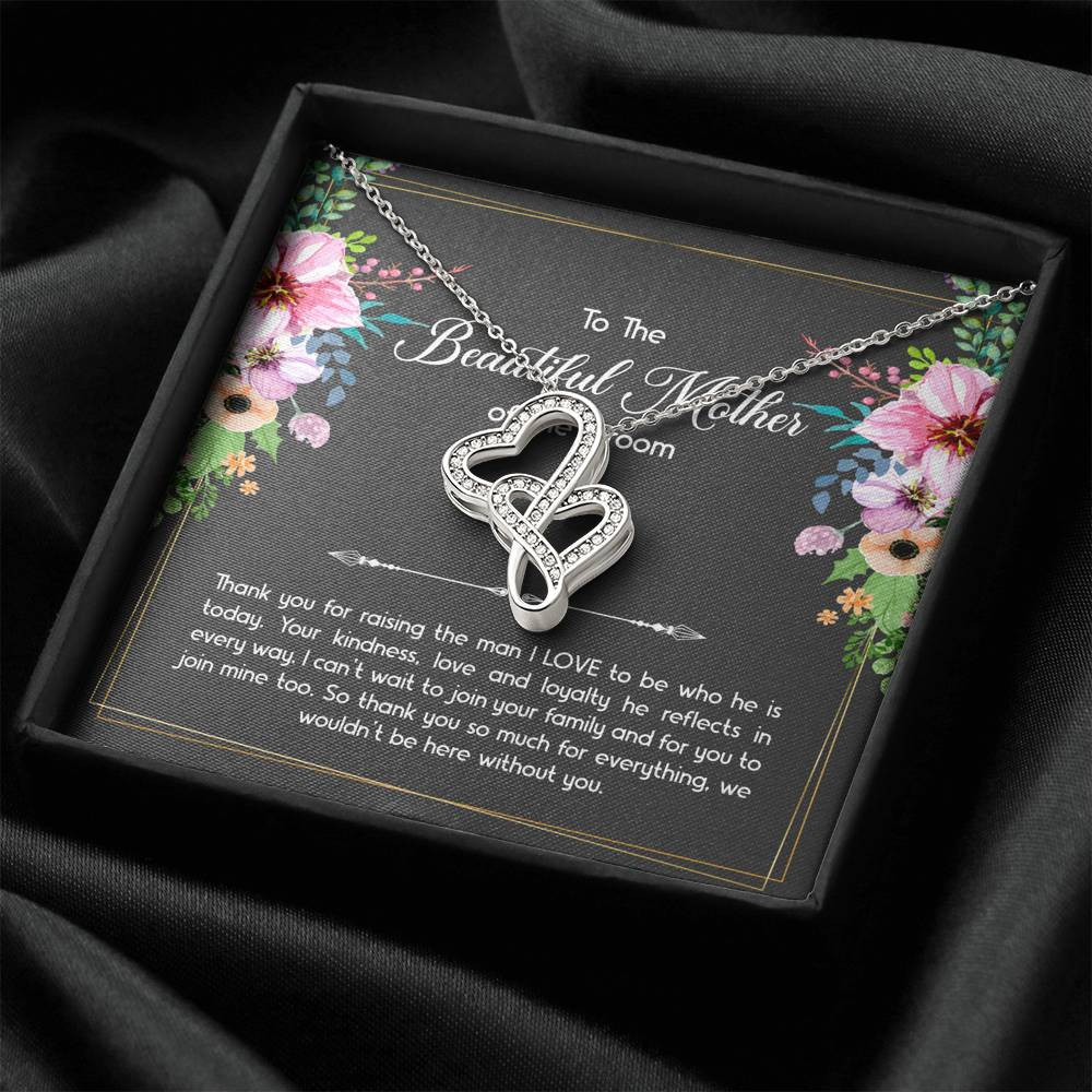 Mom Of The Groom Gifts, Thank You For Raising The Man I Love, Double Heart Necklace For Women, Wedding Day Thank You Ideas From Bride