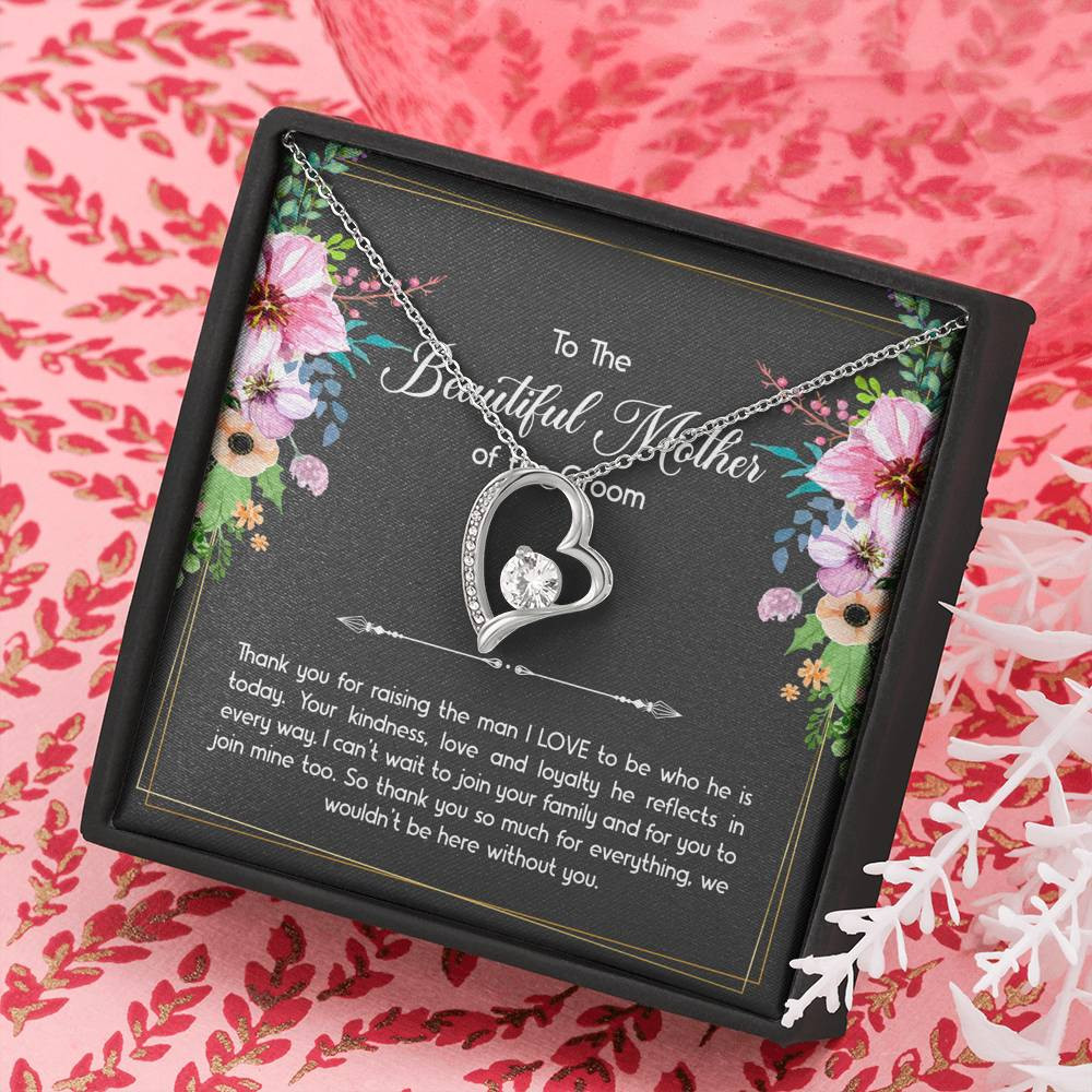 Mom Of The Groom Gifts, Thank You For Raising The Man I Love, Forever Love Heart Necklace For Women, Wedding Day Thank You Ideas From Bride