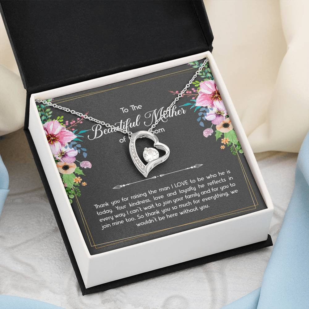 Mom Of The Groom Gifts, Thank You For Raising The Man I Love, Forever Love Heart Necklace For Women, Wedding Day Thank You Ideas From Bride