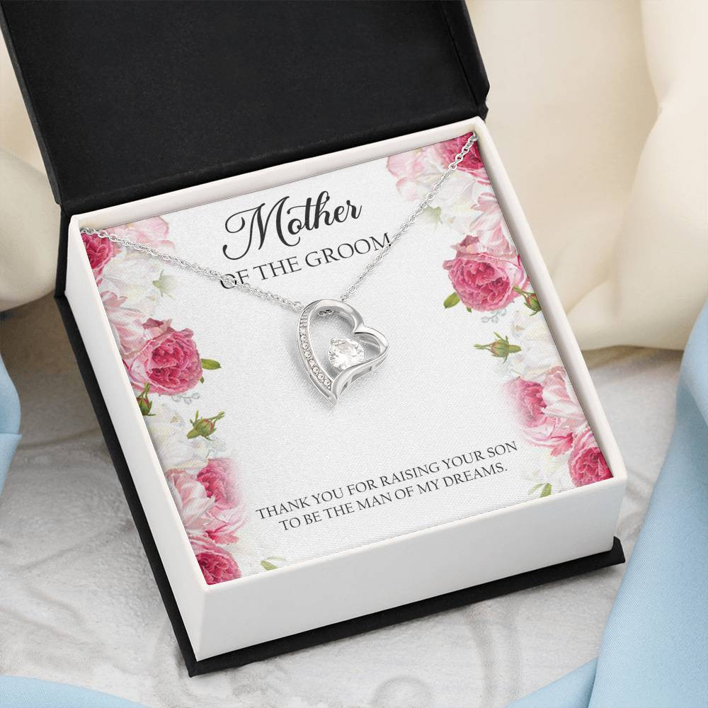 Mom of the Groom Gifts, Thank You For Raising Your Son, Forever Love Heart Necklace For Women, Wedding Day Thank You Ideas From Bride