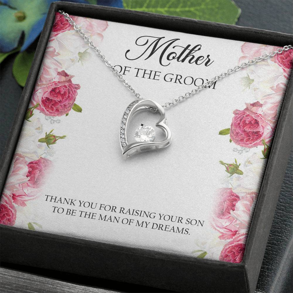 Mom of the Groom Gifts, Thank You For Raising Your Son, Forever Love Heart Necklace For Women, Wedding Day Thank You Ideas From Bride