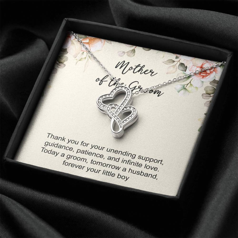 Mom Of The Groom Gifts, Thank You For Your Unending Support, Double Heart Necklace For Women, Wedding Day Thank You Ideas From Groom
