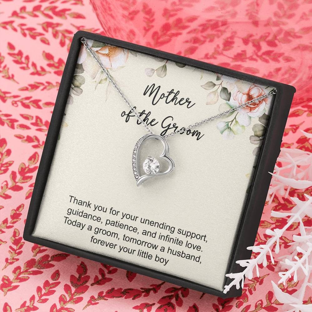 Mom Of The Groom Gifts, Thank You For Your Unending Support, Forever Love Heart Necklace For Women, Wedding Day Thank You Ideas From Groom
