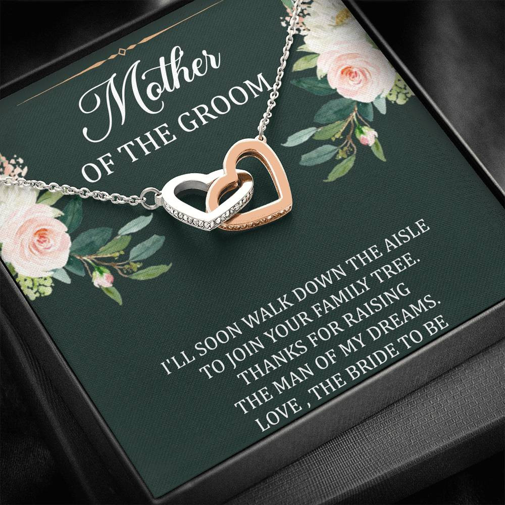 Mom Of The Groom Gifts, Walk Down The Aisle, Interlocking Heart Necklace For Women, Wedding Day Thank You Ideas From Bride