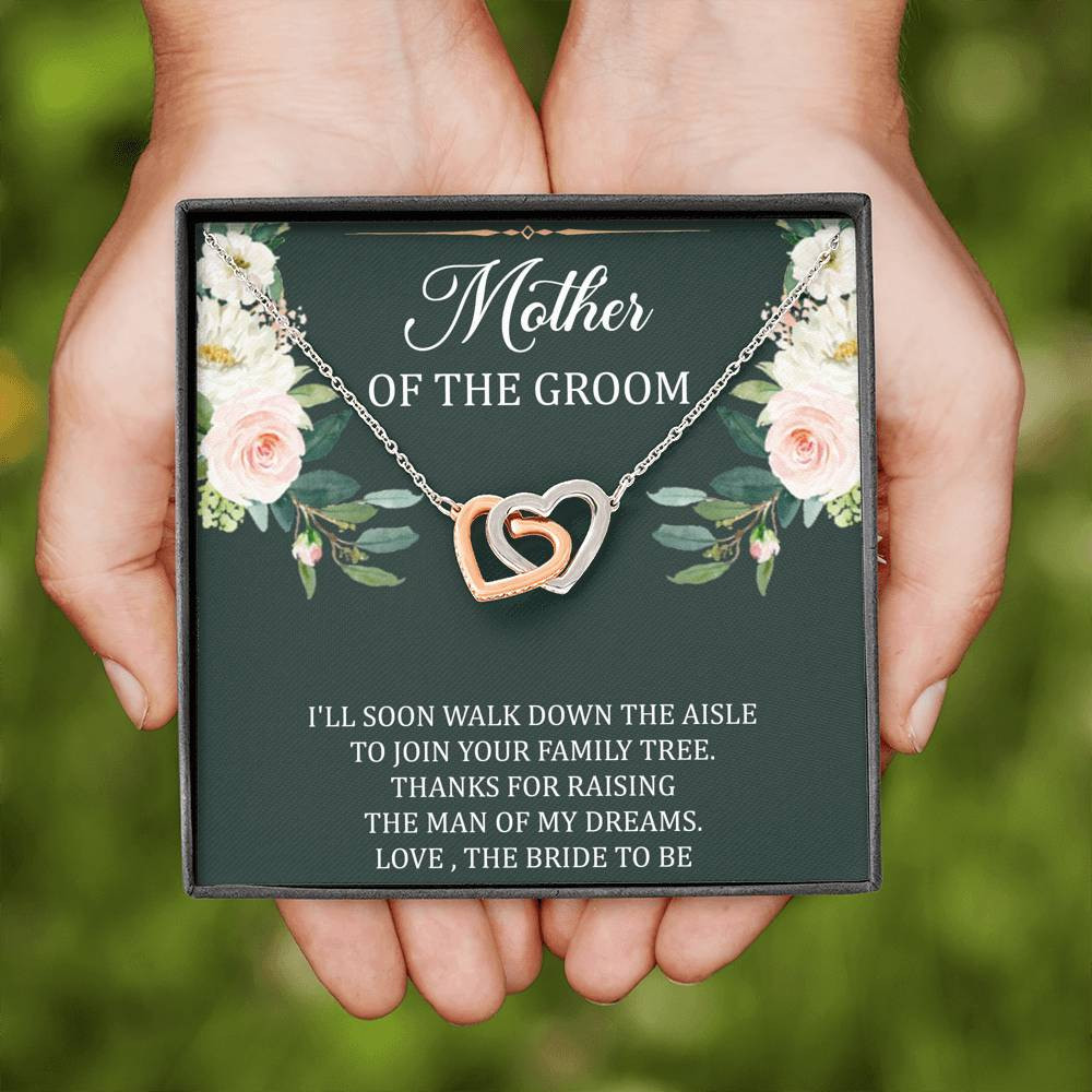 Mom Of The Groom Gifts, Walk Down The Aisle, Interlocking Heart Necklace For Women, Wedding Day Thank You Ideas From Bride