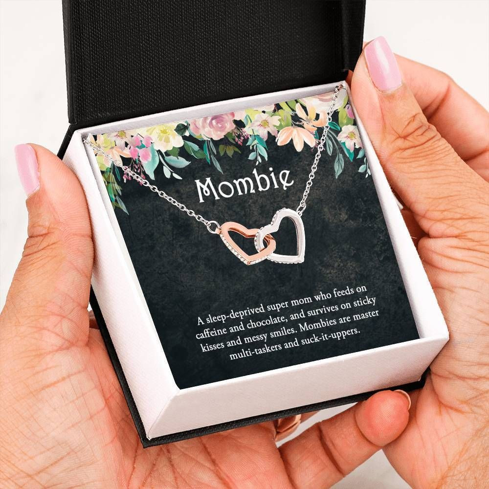Mombies Are Matter Multi-Taskers Interlocking Hearts Necklace For Mombie