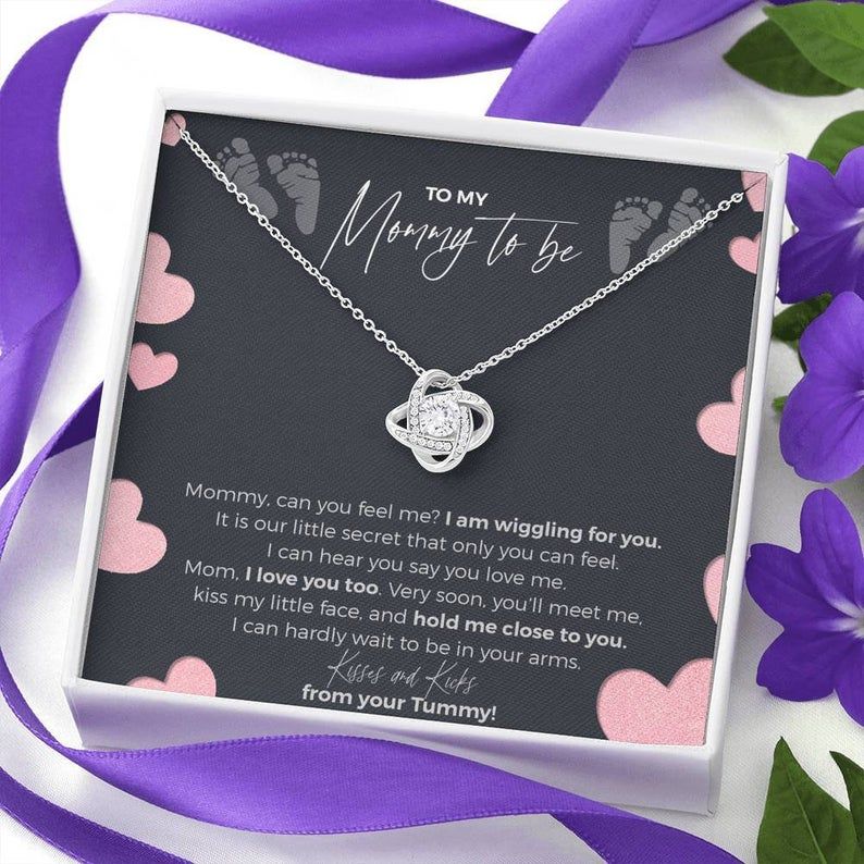 Mommy, Love You From Your Tummy Love Knot Necklace – Pregnancy Gift for Mommy – Gift for Mommy from Baby Bump – Mom Necklace Jewelry Gift