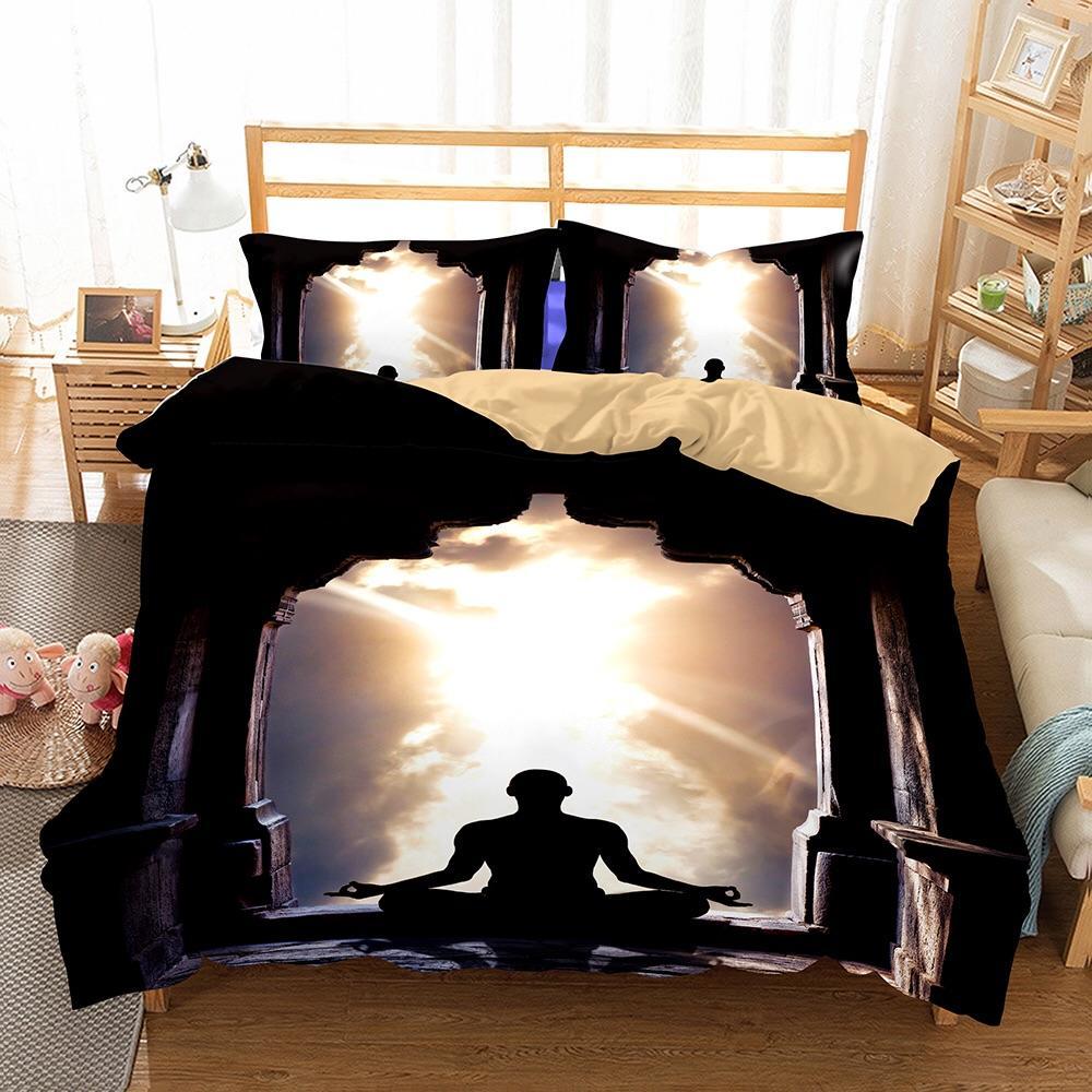 Monk Meditating 3D Customized Duvet Cover Bedding Set