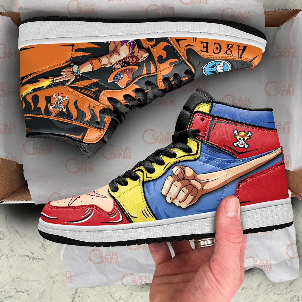 Monkey D. Luffy And Portgas D. Ace Anime One Piece Shoes, Air Jordan Hightop