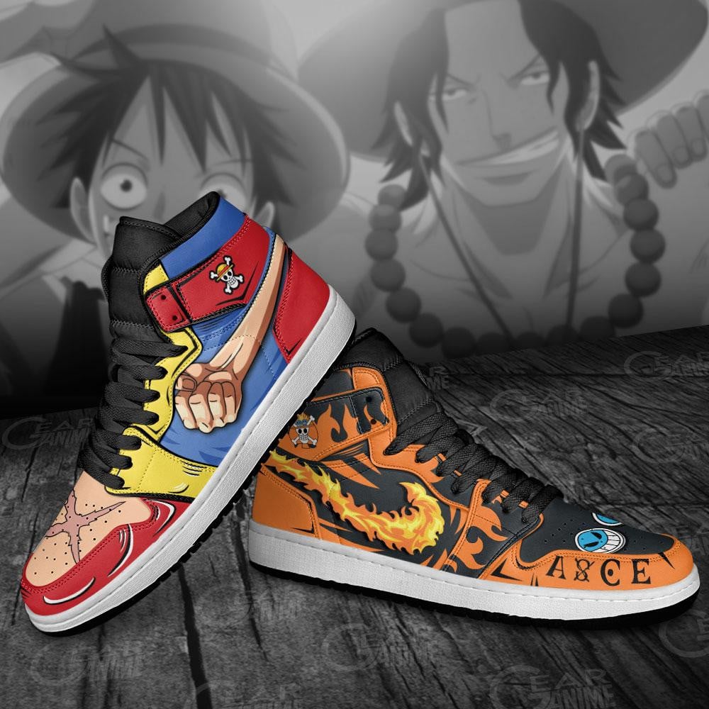 Monkey D. Luffy And Portgas D. Ace Anime One Piece Shoes, Air Jordan Hightop