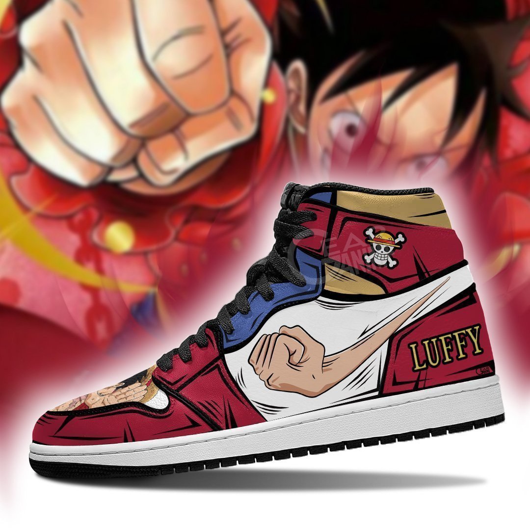 Monkey D Luffy JD1s Sneakers Gomu Gomu Anime One Piece Shoes, Air Jordan Hightop