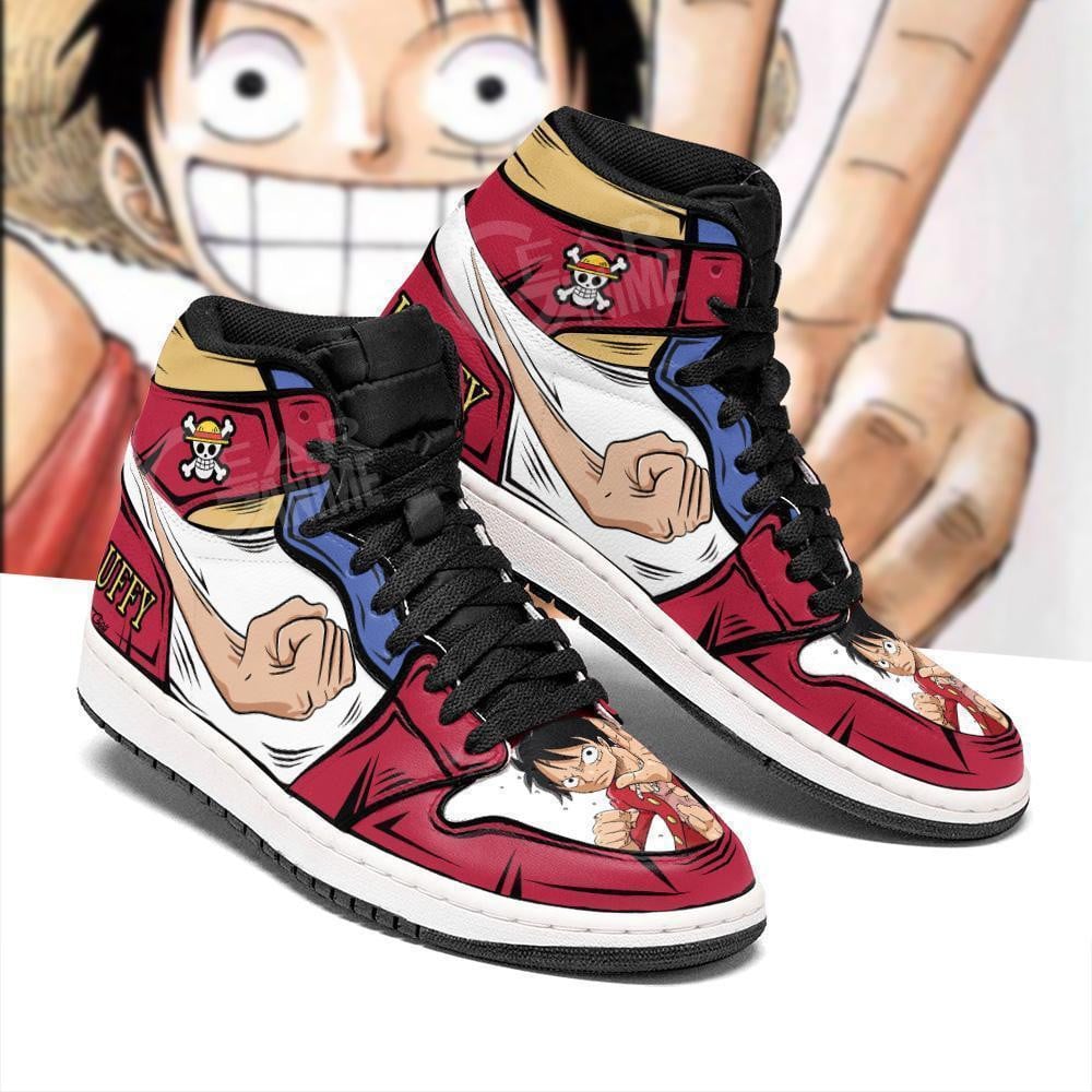 Monkey D Luffy JD1s Sneakers Gomu Gomu Anime One Piece Shoes, Air Jordan Hightop
