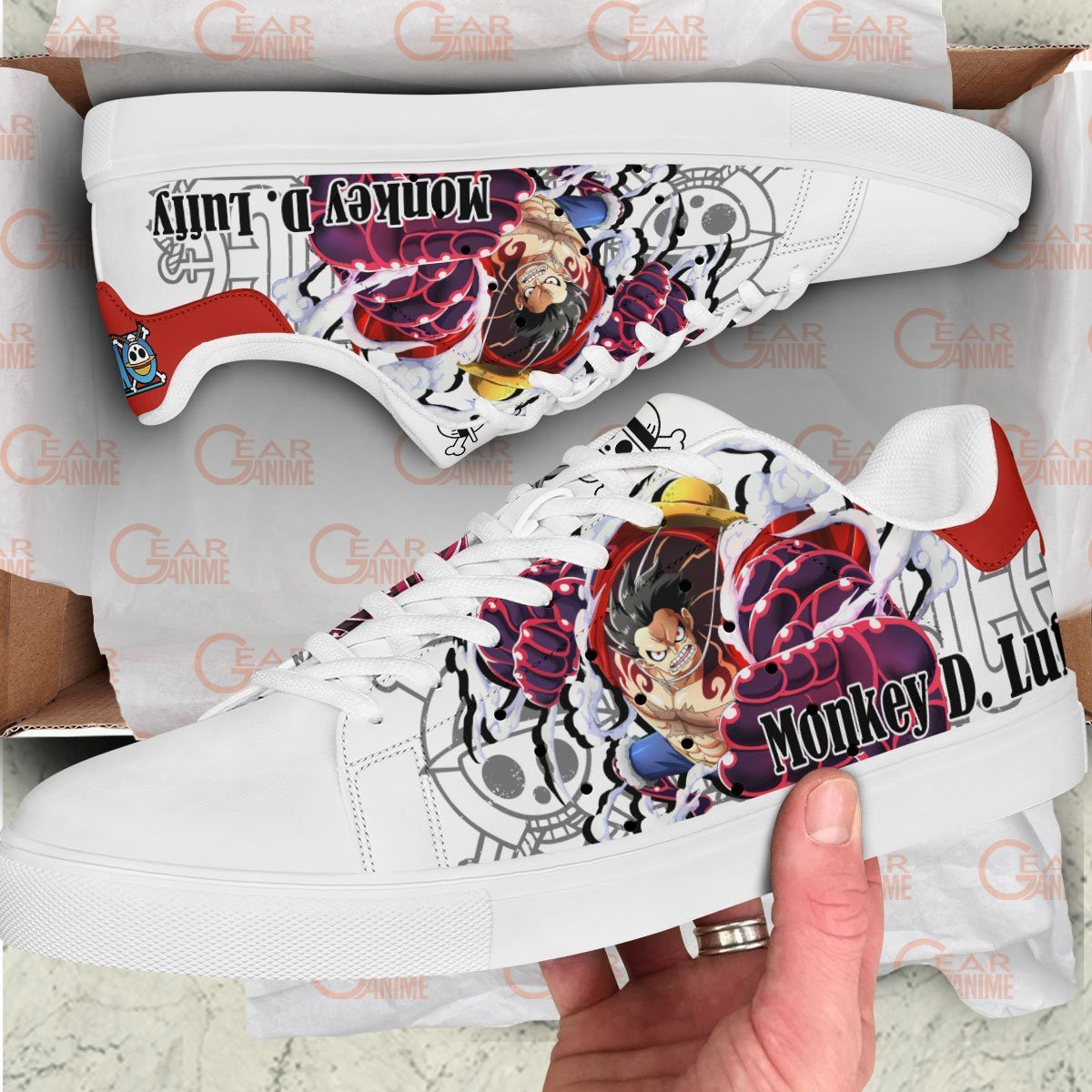 Monkey D Luffy Skate Sneakers Custom Anime One Piece Shoes Gift Idea