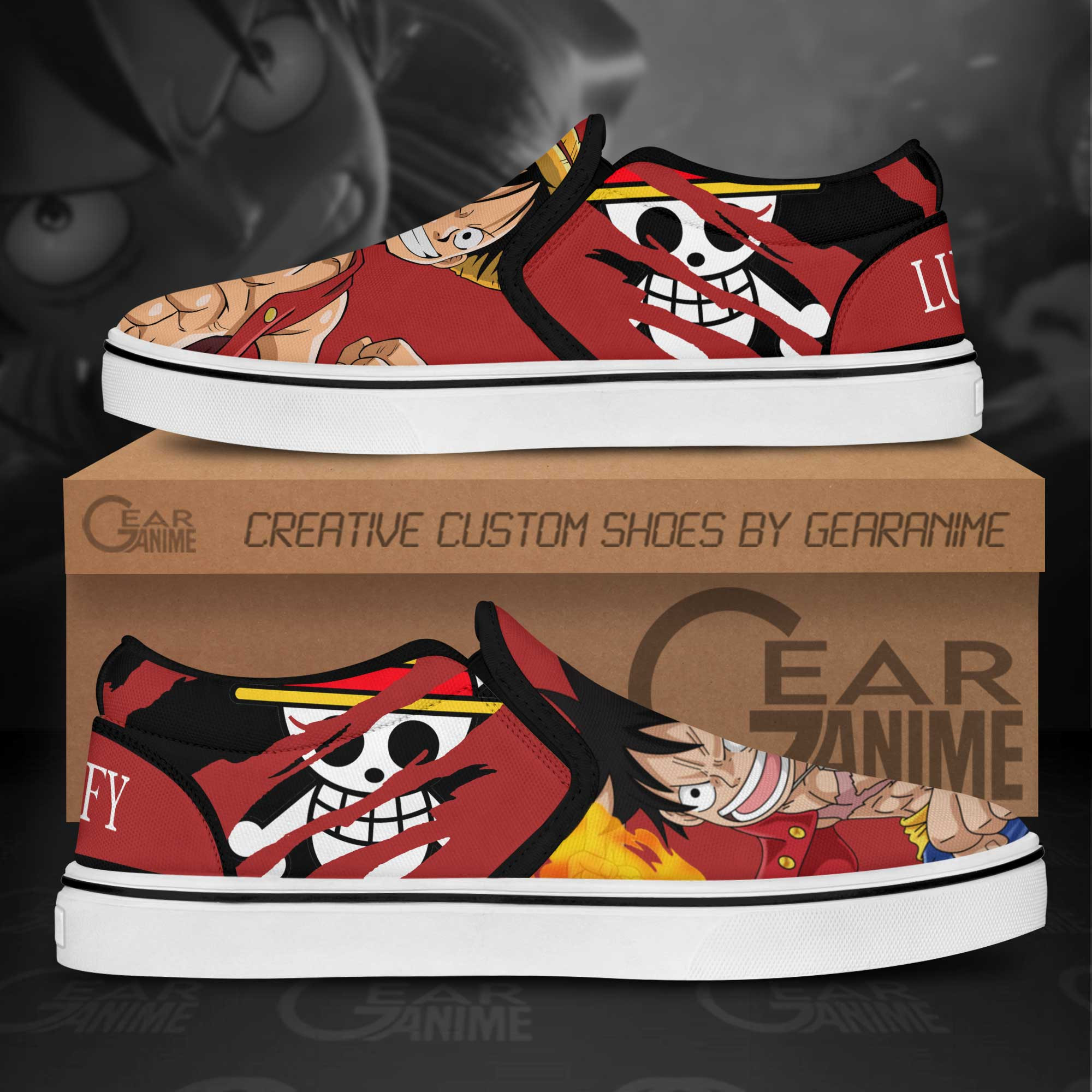 Monkey D Luffy Slip-On Shoes Canvas One Piece Custom Anime Shoes