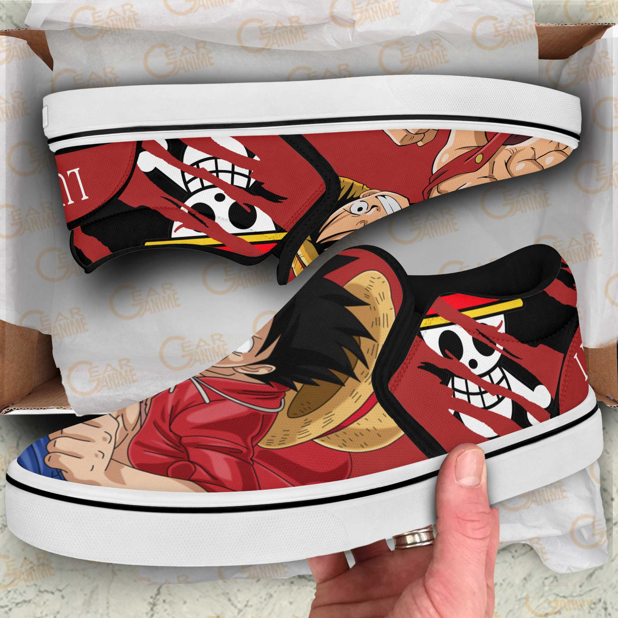 Monkey D Luffy Slip-On Shoes Canvas One Piece Custom Anime Shoes