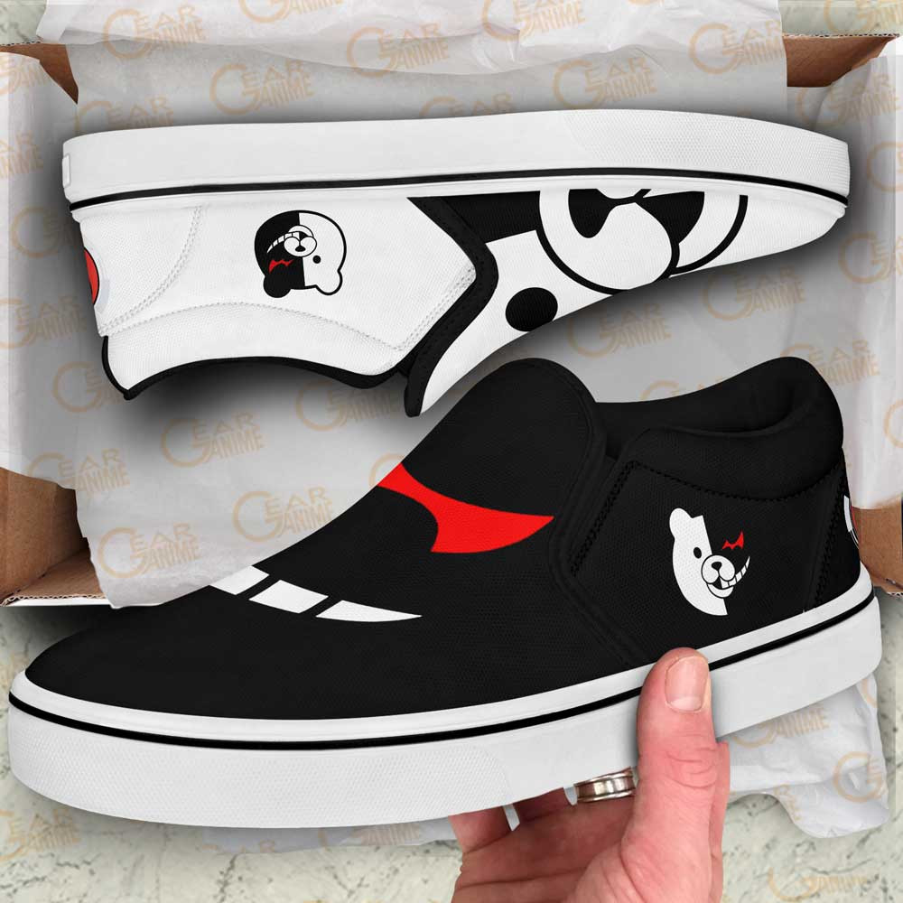 Monokuma Slip-On Shoes Canvas Custom Anime Danganronpa Shoes