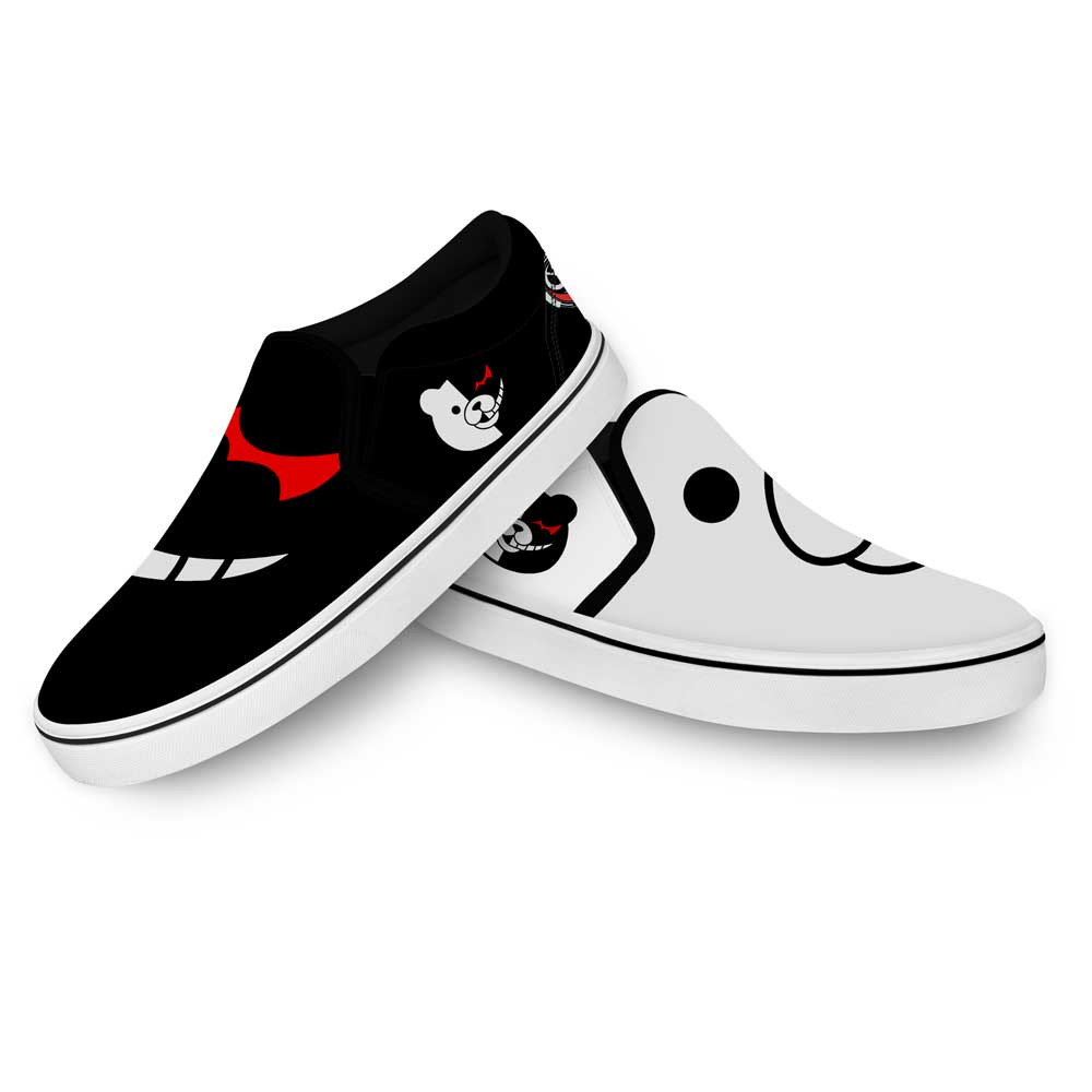 Monokuma Slip-On Shoes Canvas Custom Anime Danganronpa Shoes