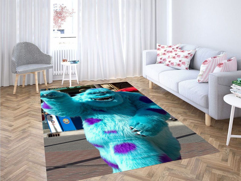 Monster Blue Wallpaper Living Room Modern Carpet Rectangle Rug