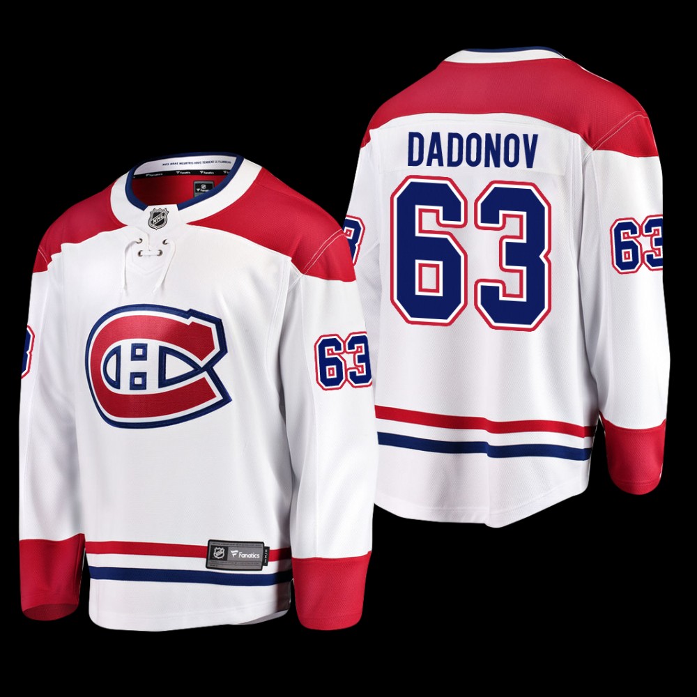 Montreal Canadiens #63 Evgenii Dadonov White 2022 Away Breakaway Player Jersey