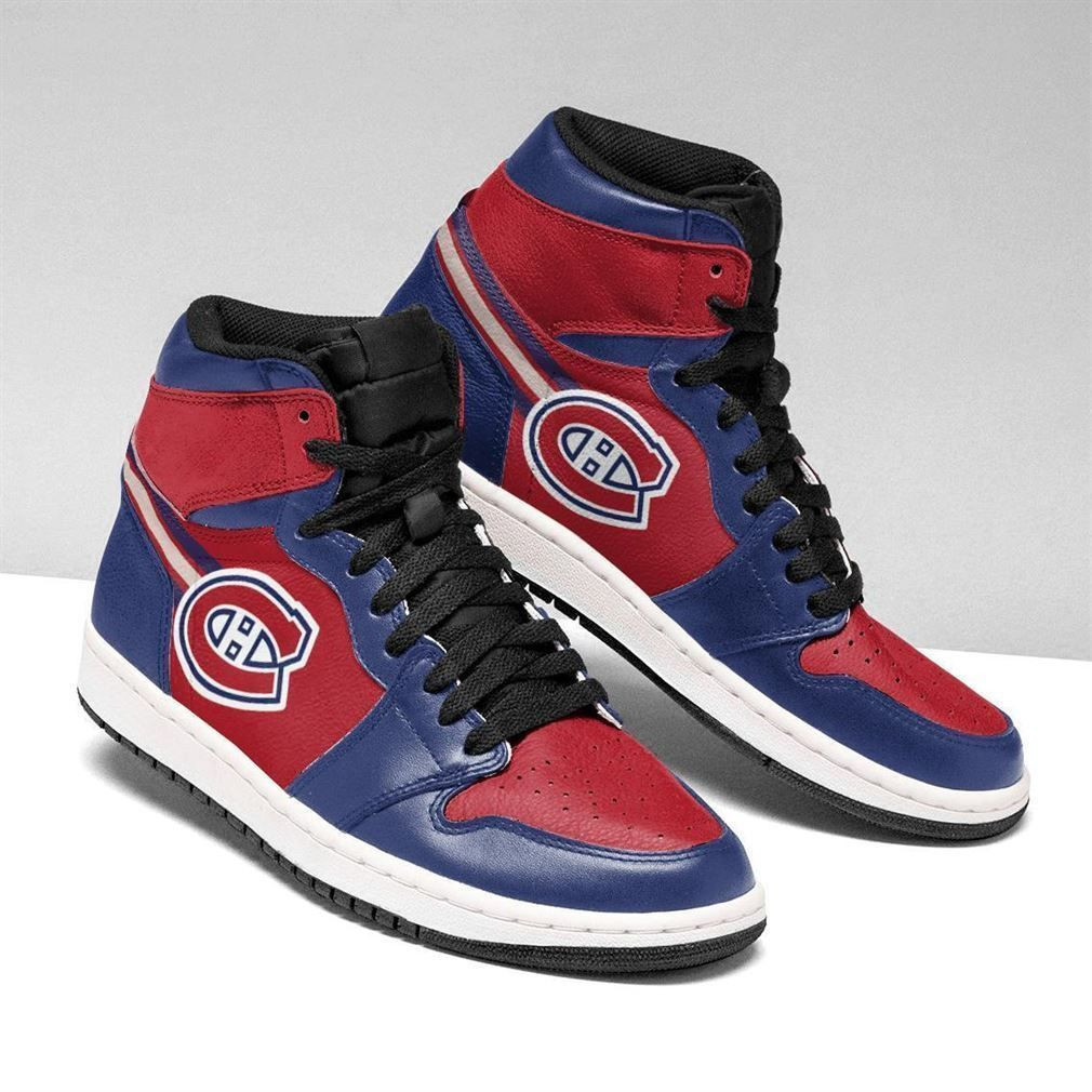 Montreal Canadiens NHL Fashion Sneakers Basketball Shoes Leather High Top Air Jordan Sneaker, Air Jordan Hightop
