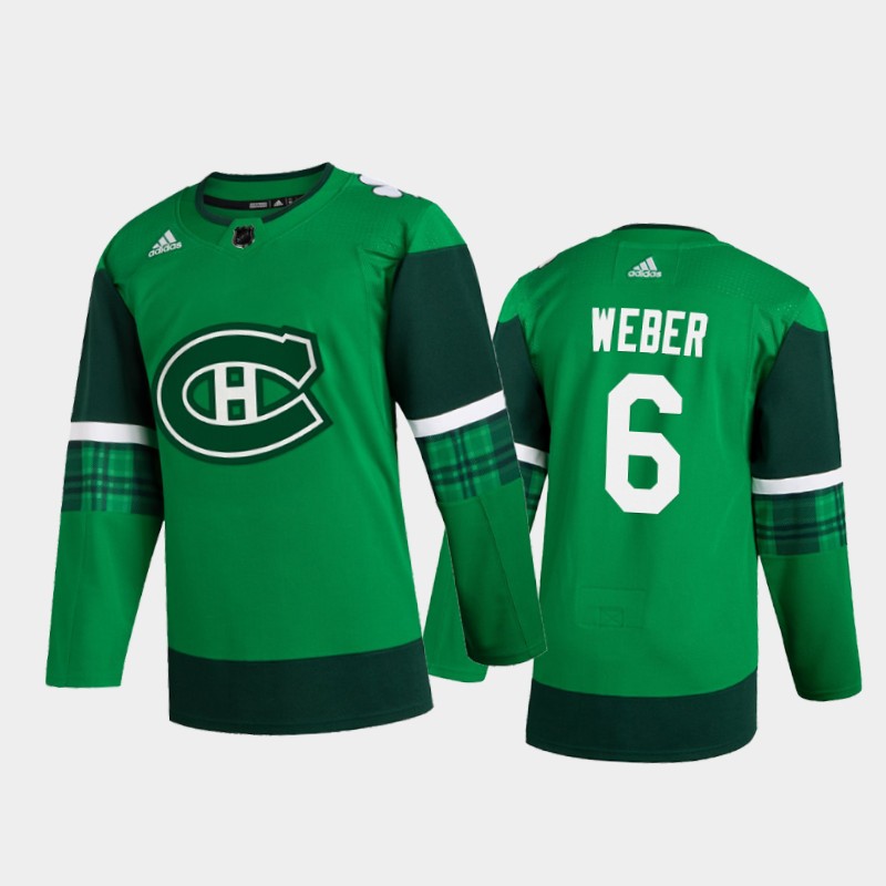 Montreal Canadiens Shea Weber #6 2020 St. Patrick's Day Player Jersey Green