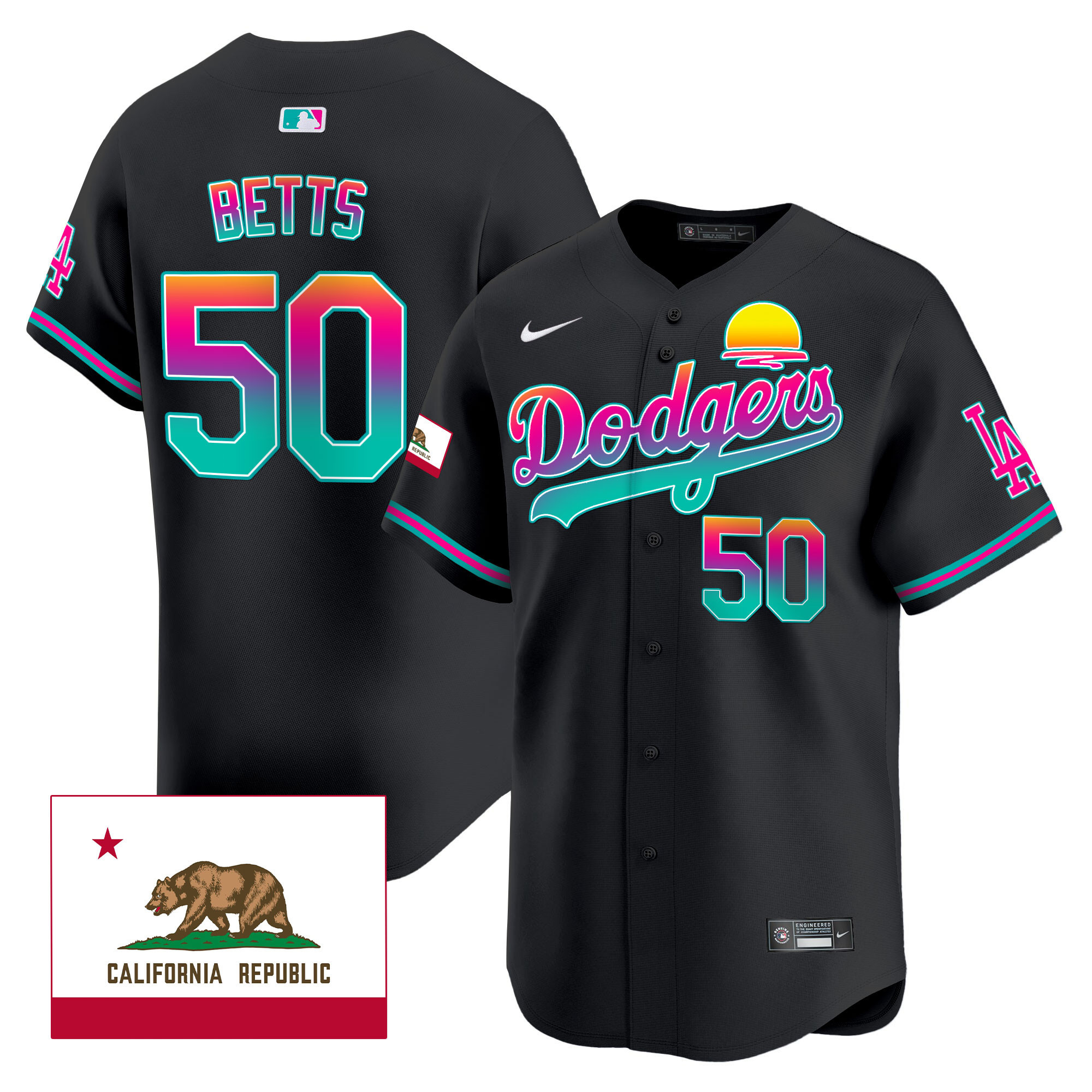 Mookie Betts Men's Los Angeles Dodgers 2024 Los Angeles City Style Vapor Premier Limited Black Jersey - All Stitched