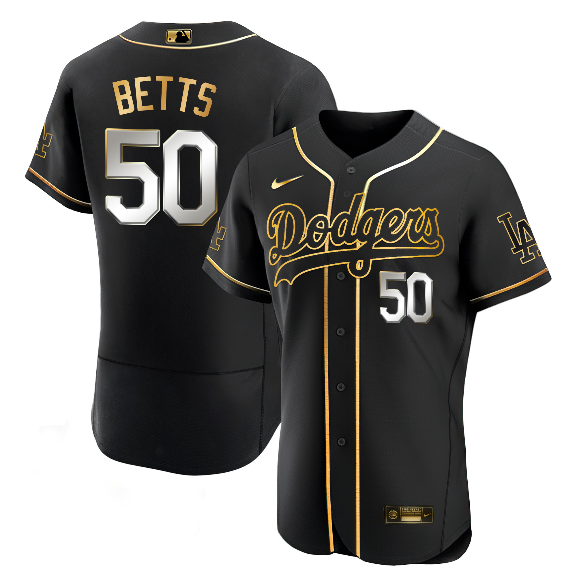 Mookie Betts Men's Los Angeles Dodgers Black Limited & Gold Flex Black Limited Jersey - All Stitched