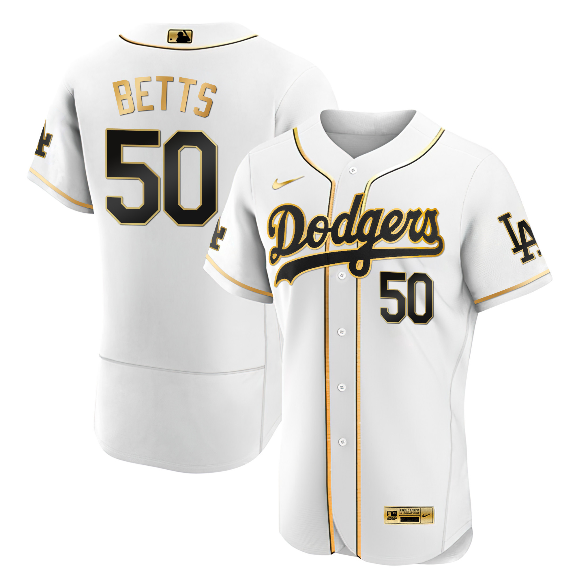 Mookie Betts Men's Los Angeles Dodgers Black Limited & Gold Flex White Gold Jersey - All Stitched