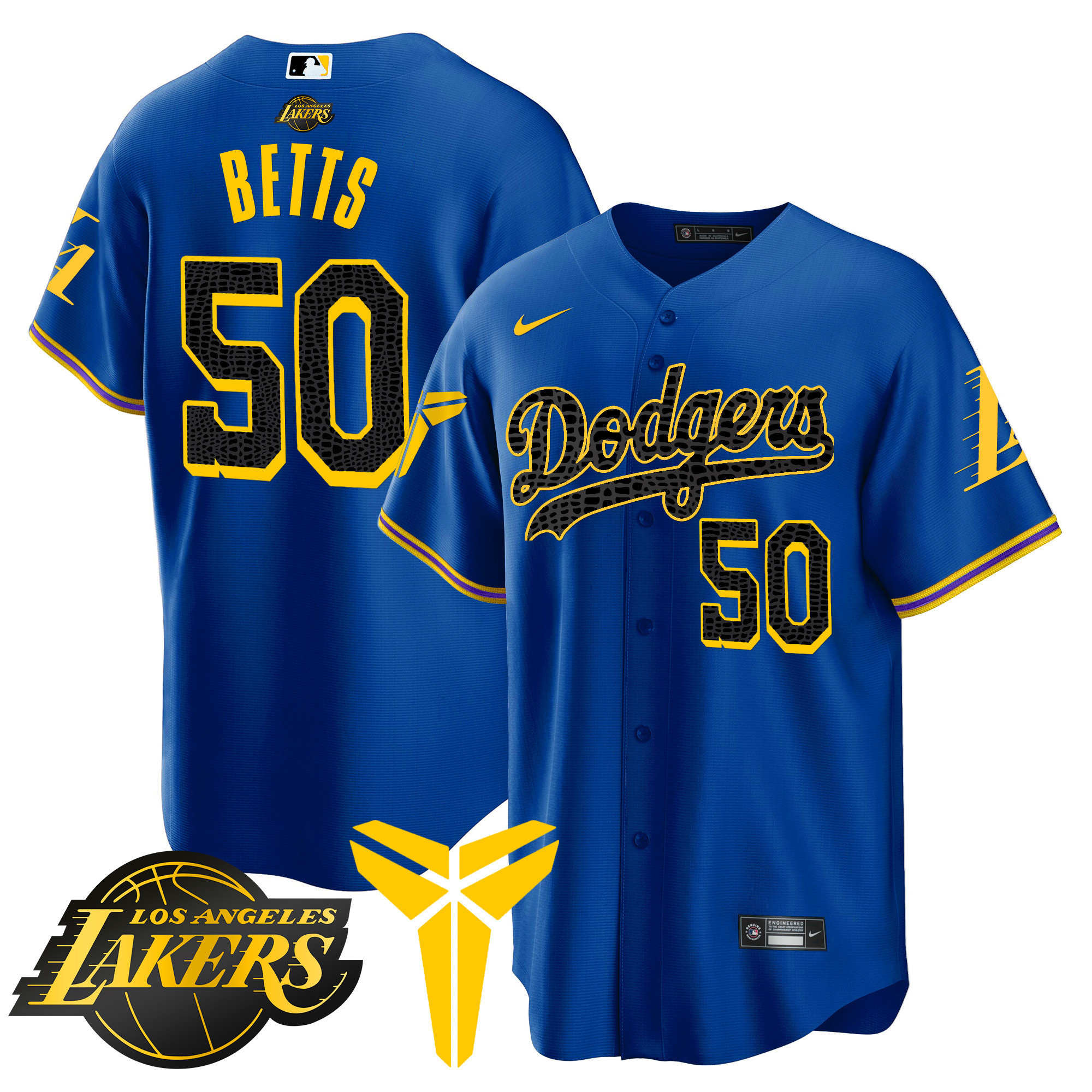 Mookie Betts Men's Los Angeles Dodgers Cool Base Mamba V2 Royal Jersey - All Stitched