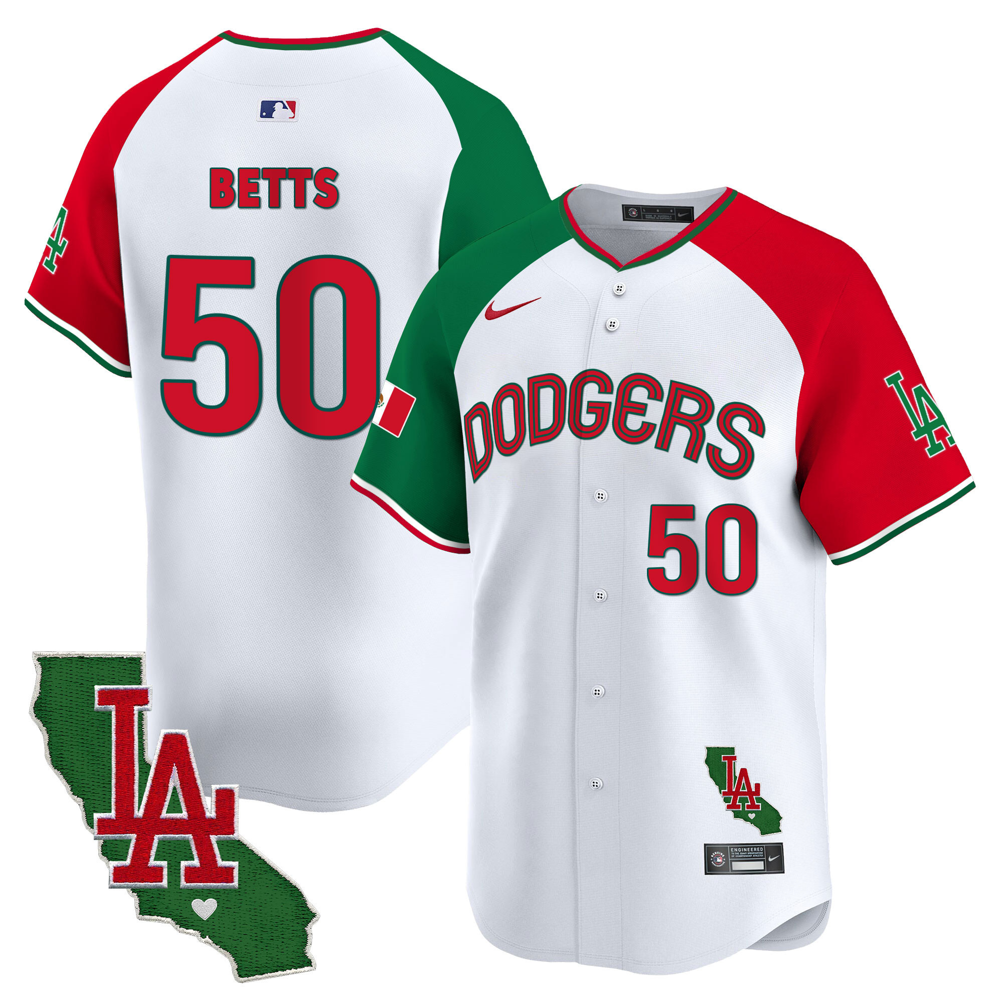 Mookie Betts Men's Los Angeles Dodgers Mexico California Patch Vapor Premier Limited V3 Alternate Jersey - All Stitched