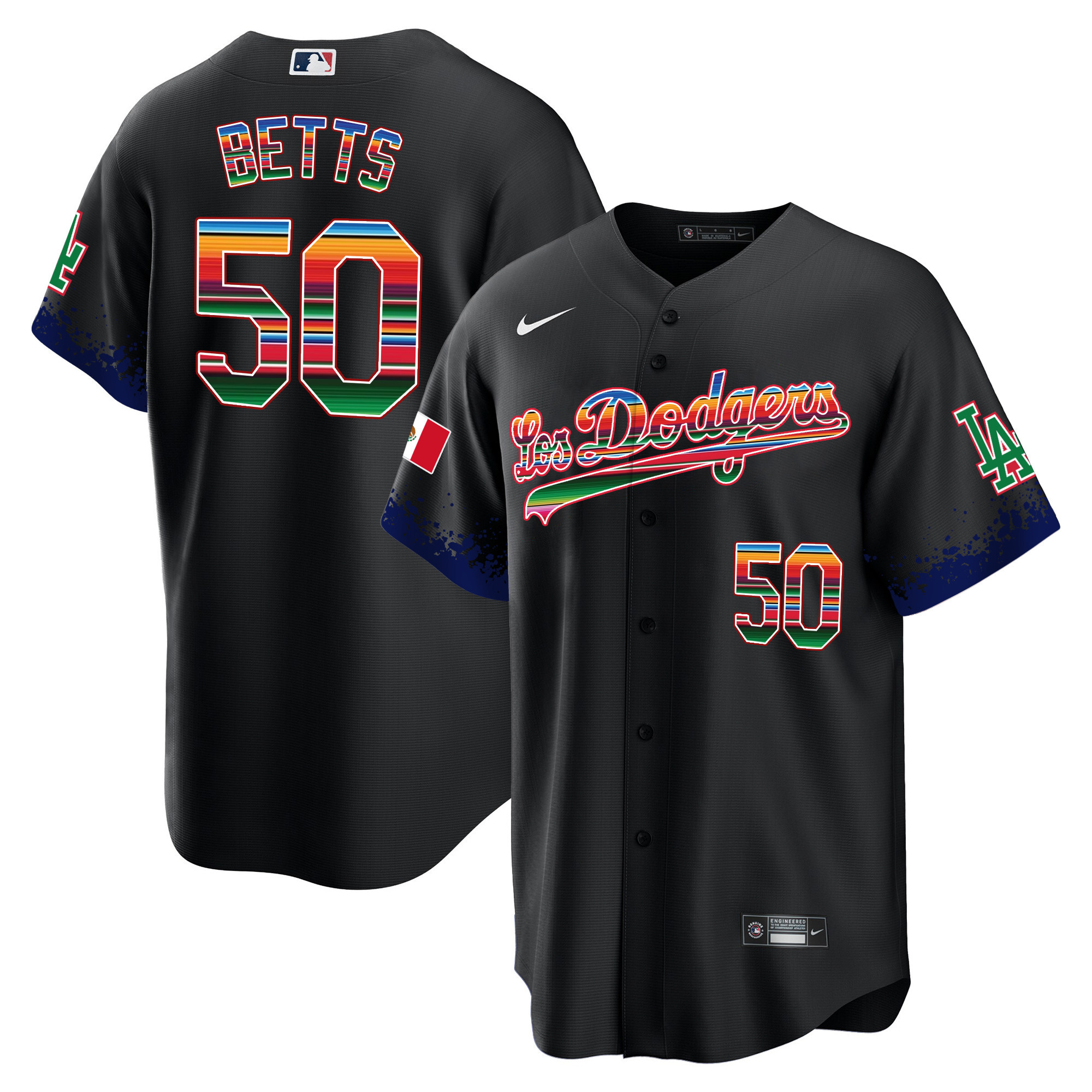 Mookie Betts Men's Los Angeles Dodgers Mexico Cool Base City Connect Limited Black Jersey - All Stitched