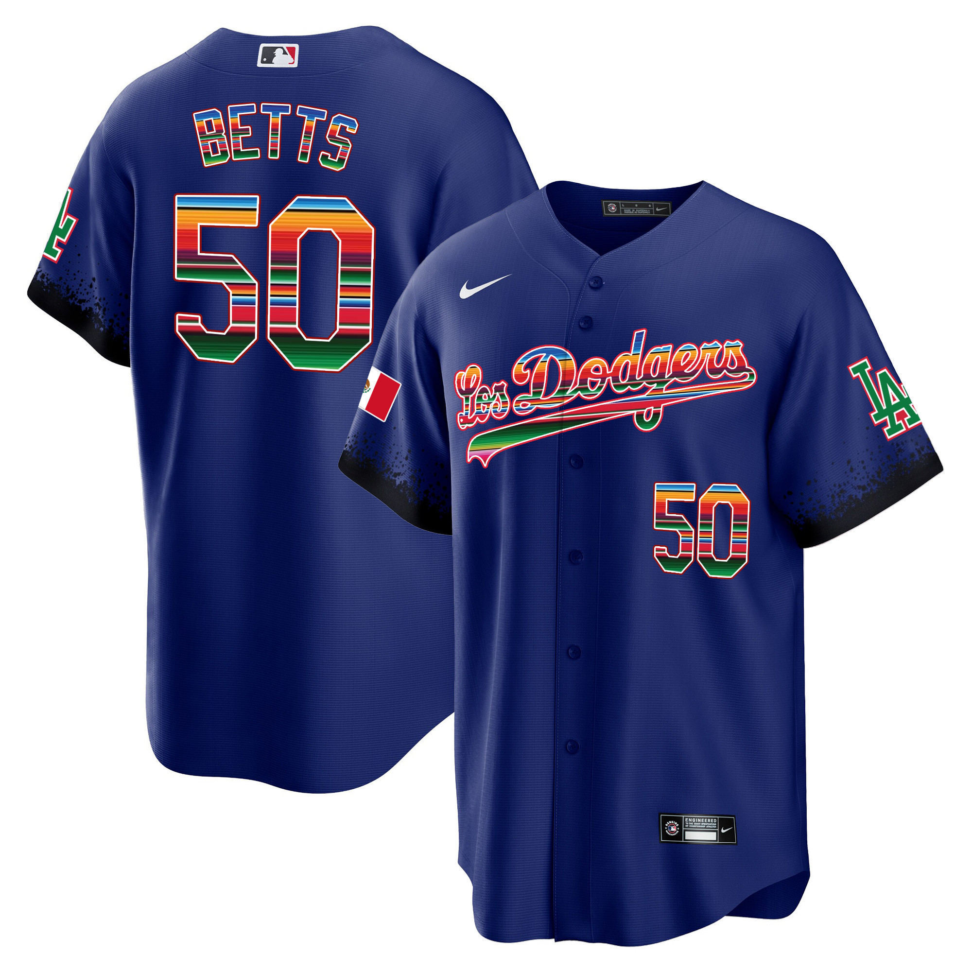Mookie Betts Men's Los Angeles Dodgers Mexico Cool Base City Connect Limited Royal Jersey - All Stitched