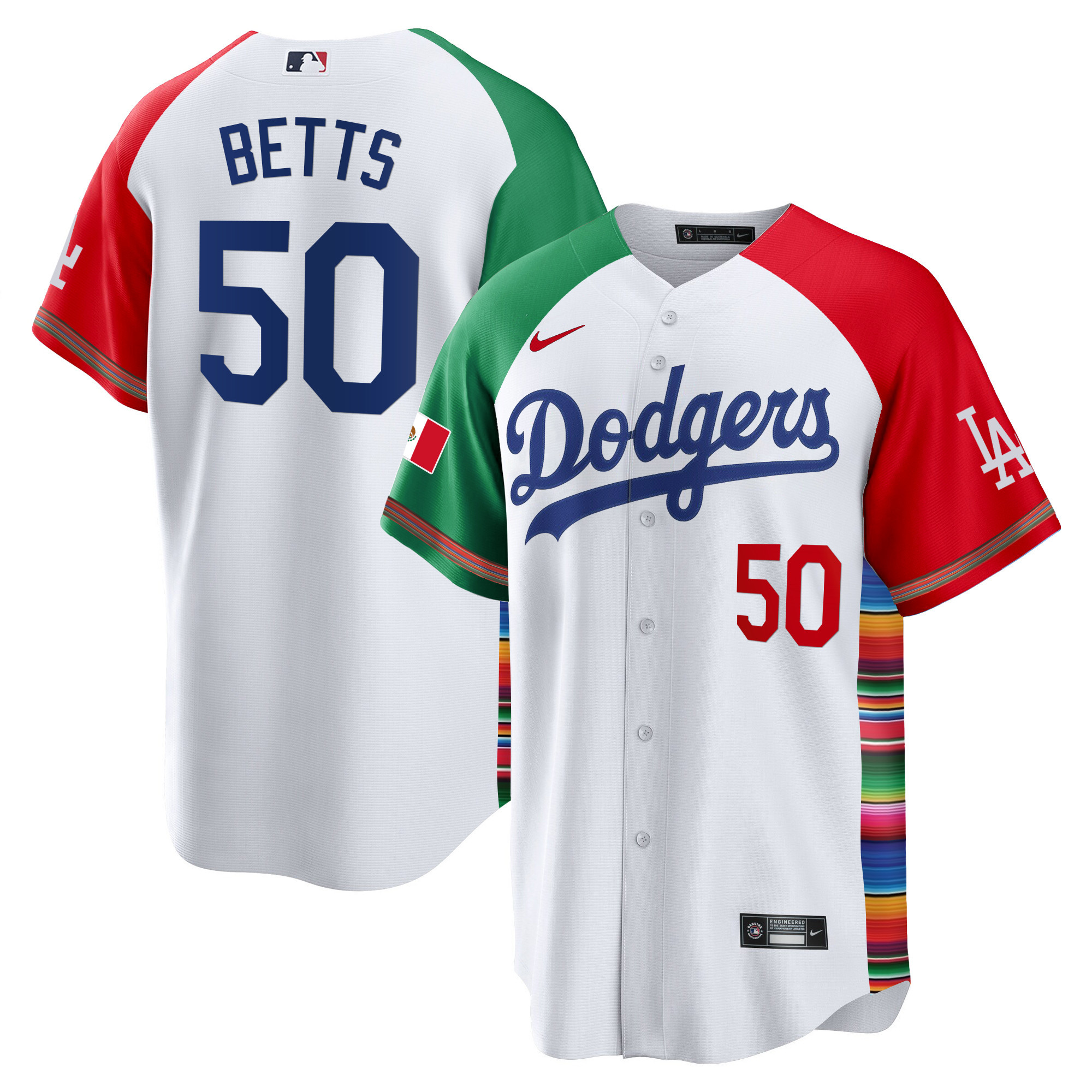 Mookie Betts Men's Los Angeles Dodgers Mexico Cool Base Limited V2 Alternate Jersey - All Stitched