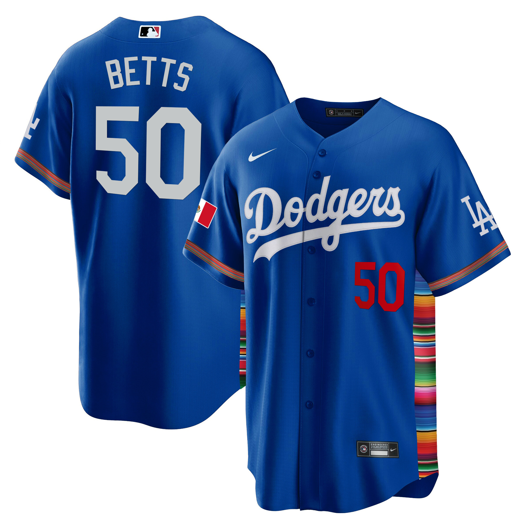 Mookie Betts Men's Los Angeles Dodgers Mexico Cool Base Limited V2 Royal Jersey - All Stitched