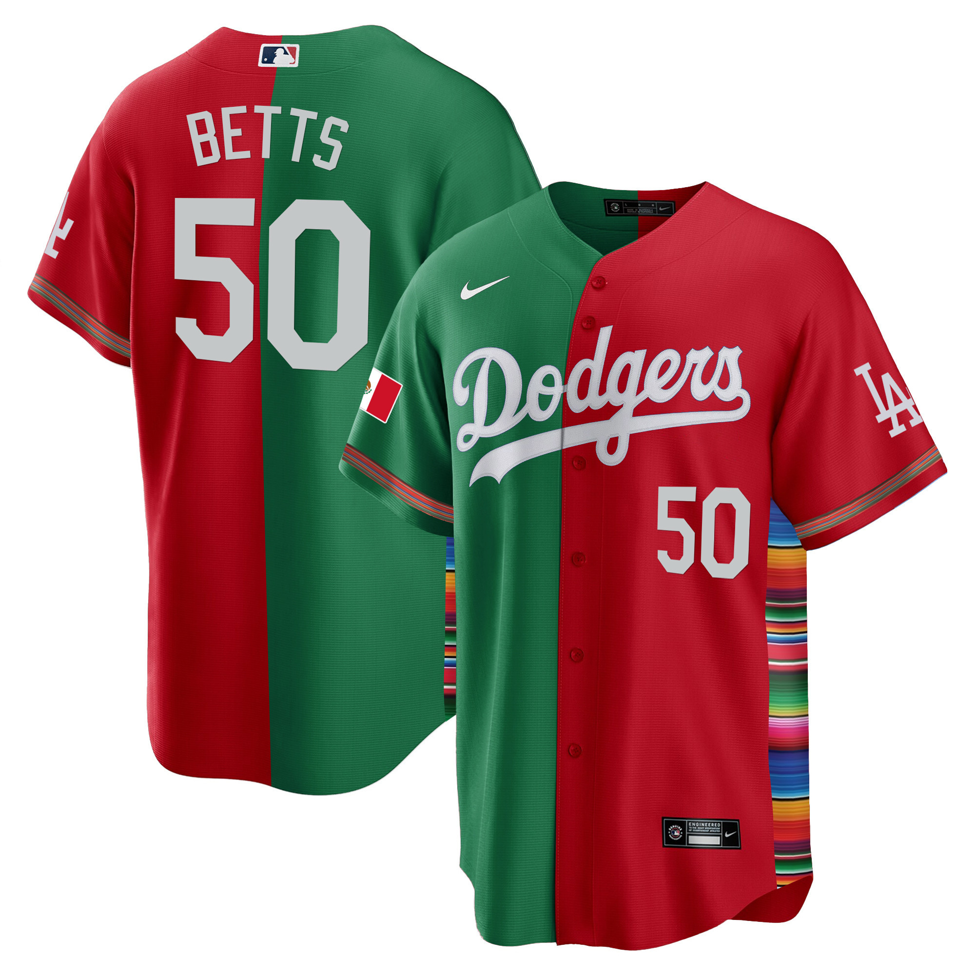 Mookie Betts Men's Los Angeles Dodgers Mexico Cool Base Limited V2 Split Jersey - All Stitched