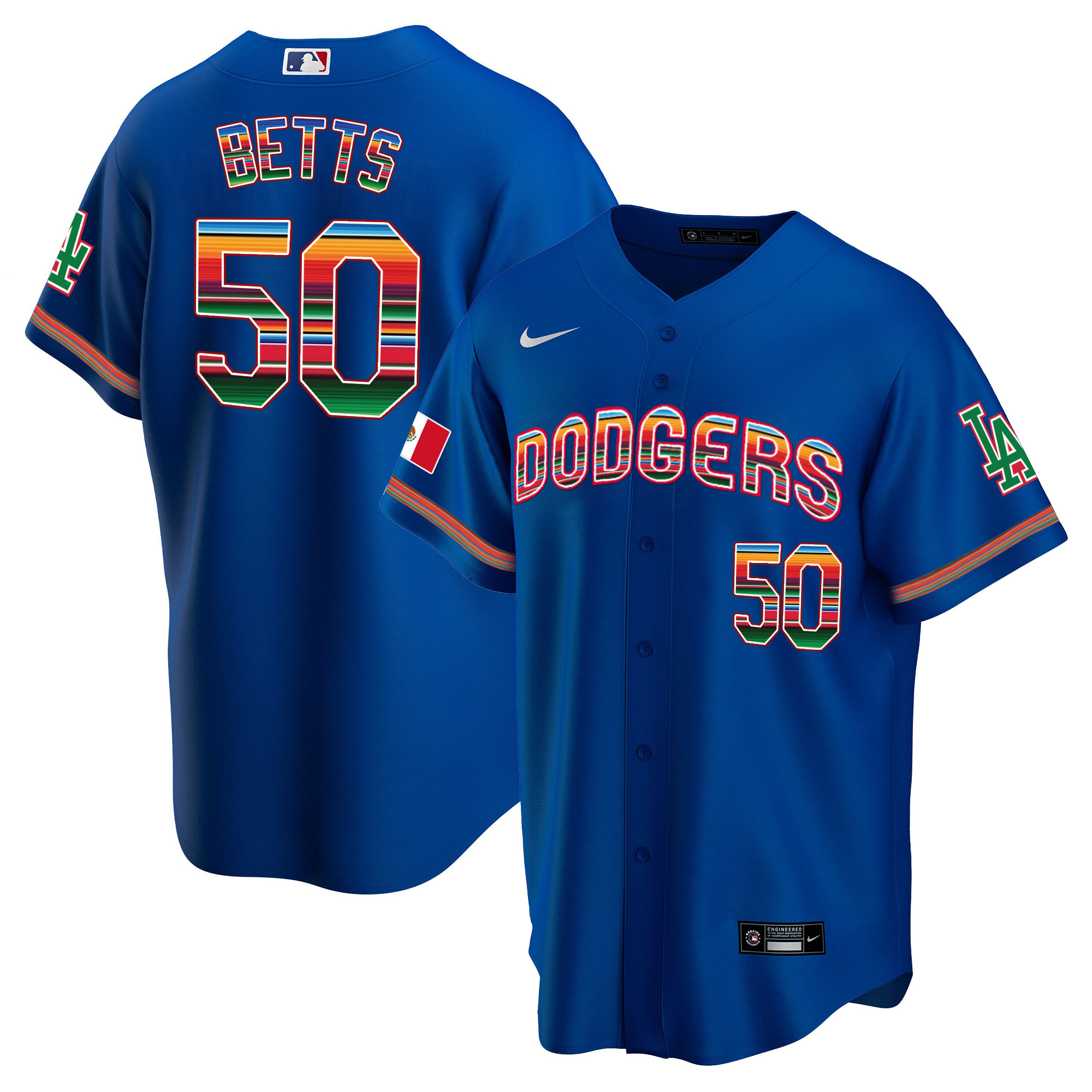 Mookie Betts Men's Los Angeles Dodgers Mexico Cool Base Limited V3 Royal Jersey - All Stitched