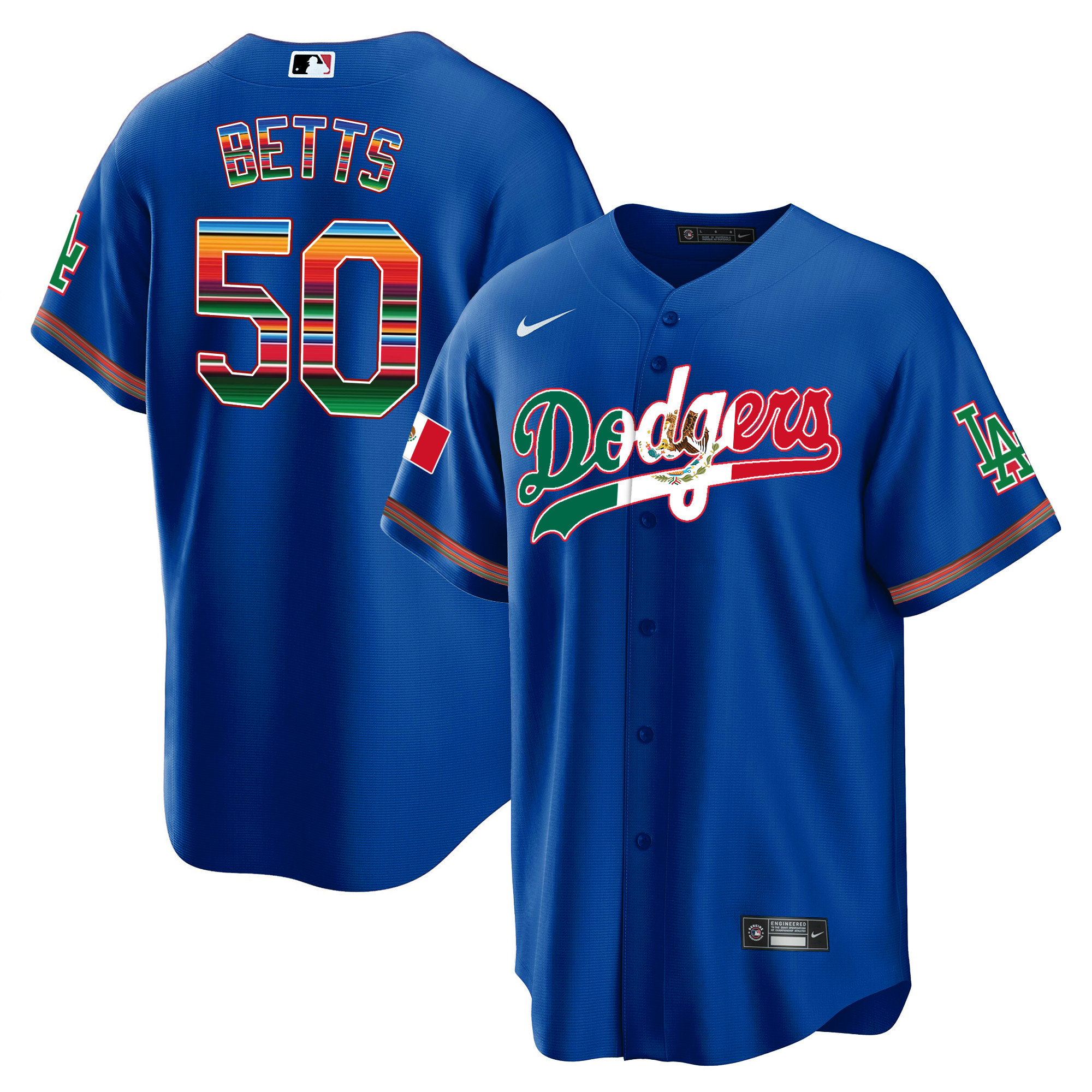 Mookie Betts Men's Los Angeles Dodgers Mexico Cool Base Limited V4 Royal Jersey - All Stitched