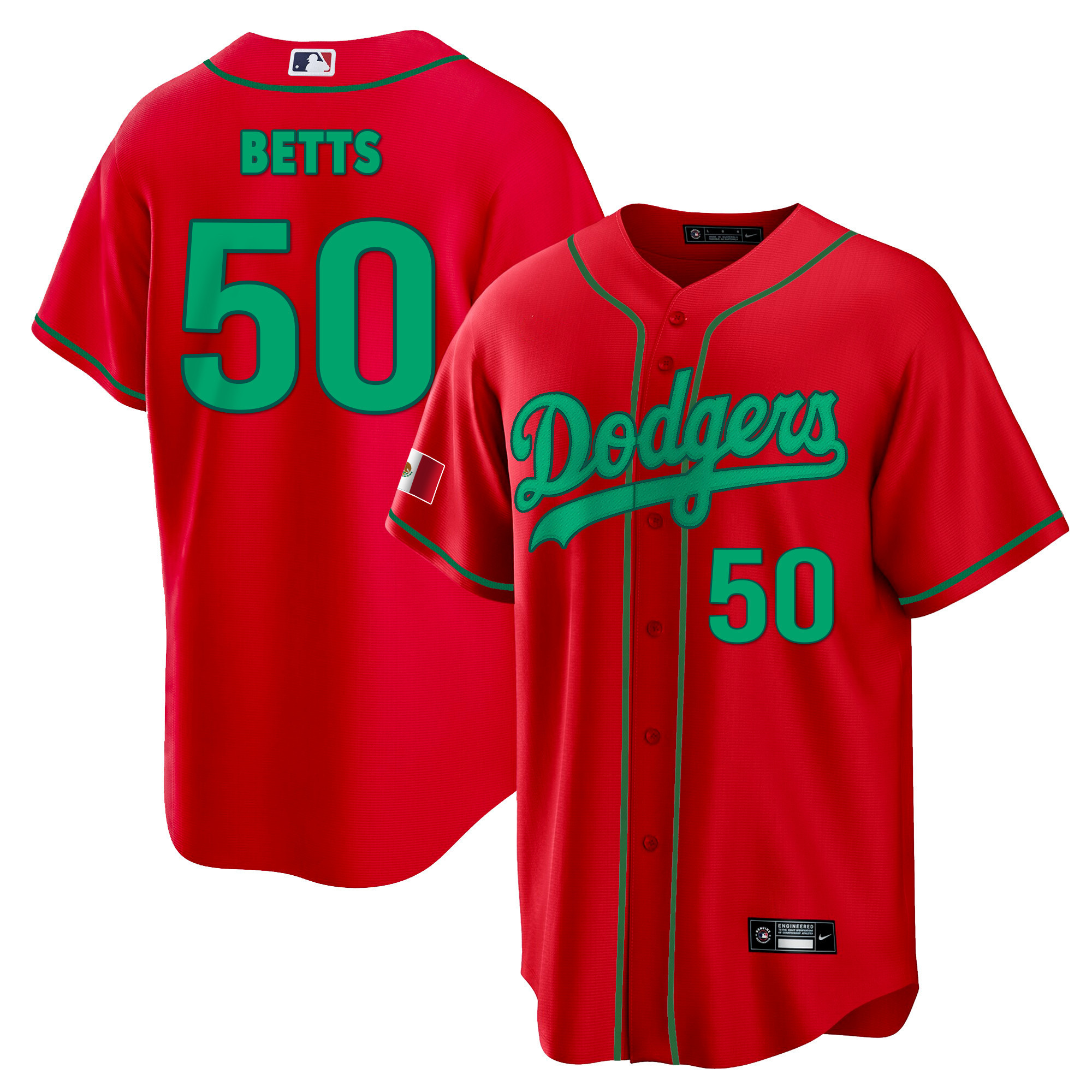 Mookie Betts Men's Los Angeles Dodgers Mexico Cool Base Red Jersey - All Stitched